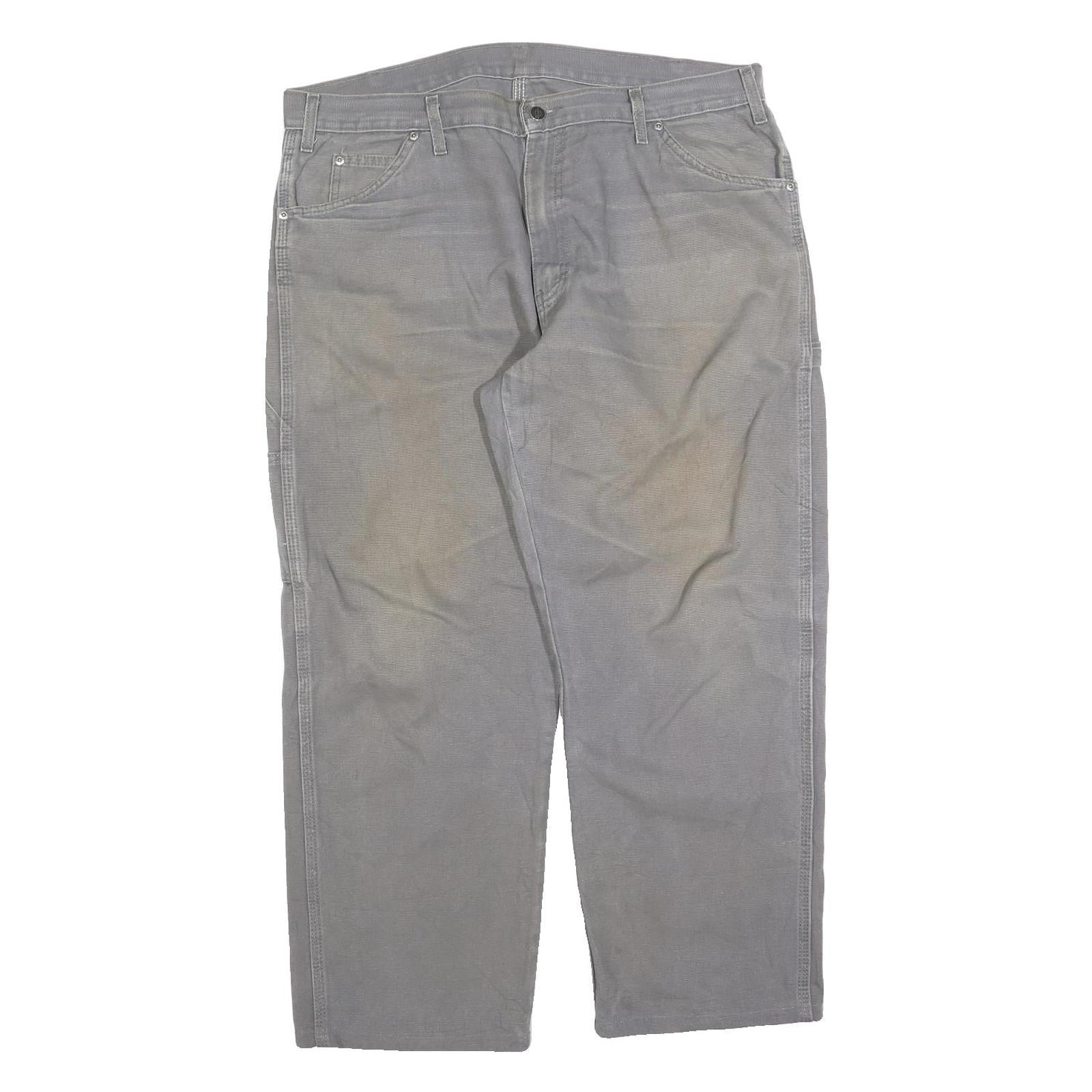 DICKIES Mens Cotton Blend Grey Relaxed Straight Trousers W36 L28 Workwear Refurbished - N/A refurbished available on Cerqular