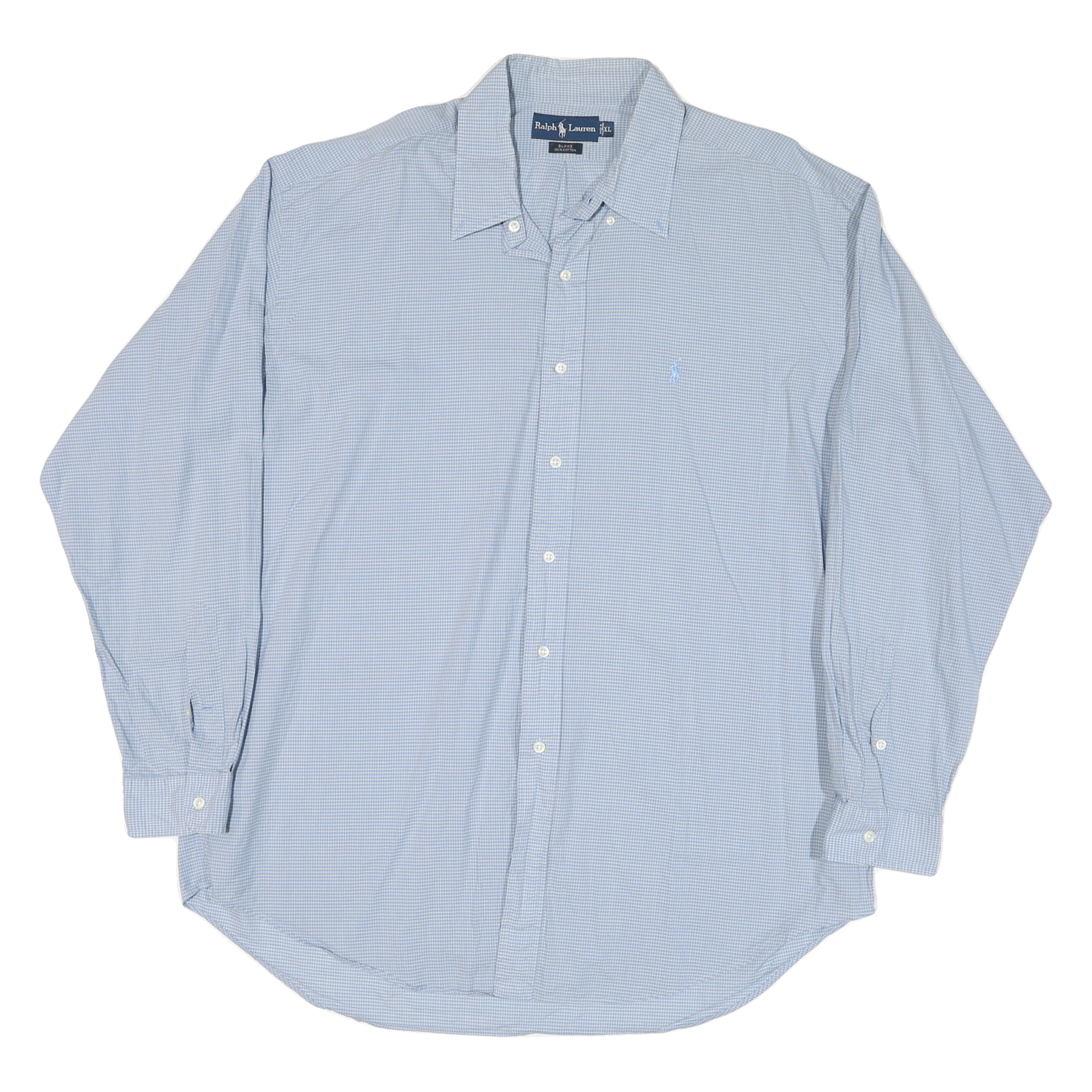 RALPH LAUREN Mens Blue & White Check Shirt XL Classic Fit Button Front Casual Refurbished - N/A refurbished available on Cerqular