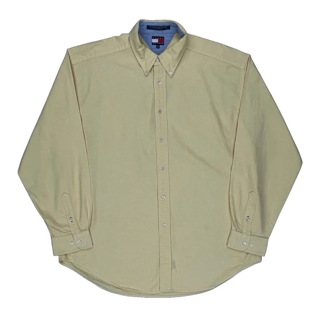 Tommy Hilfiger Shirt - XL Yellow Cotton Refurbished - Thrifted (note: this is a term often used to describe second- refurbished available on Cerqular