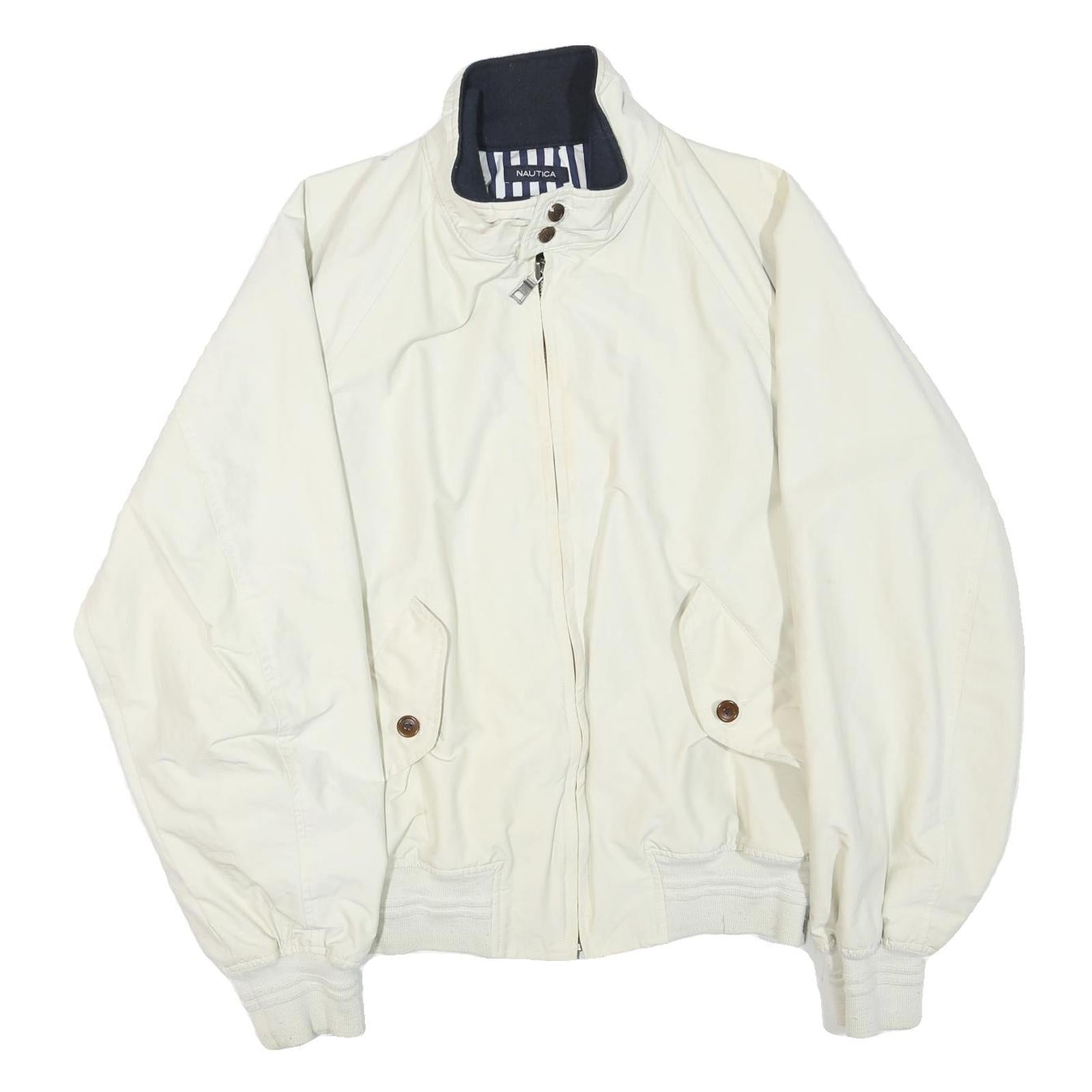NAUTICA Mens White Zip Jacket L Polyester Blend Classic Lightweight Casual Refurbished - N/A refurbished available on Cerqular