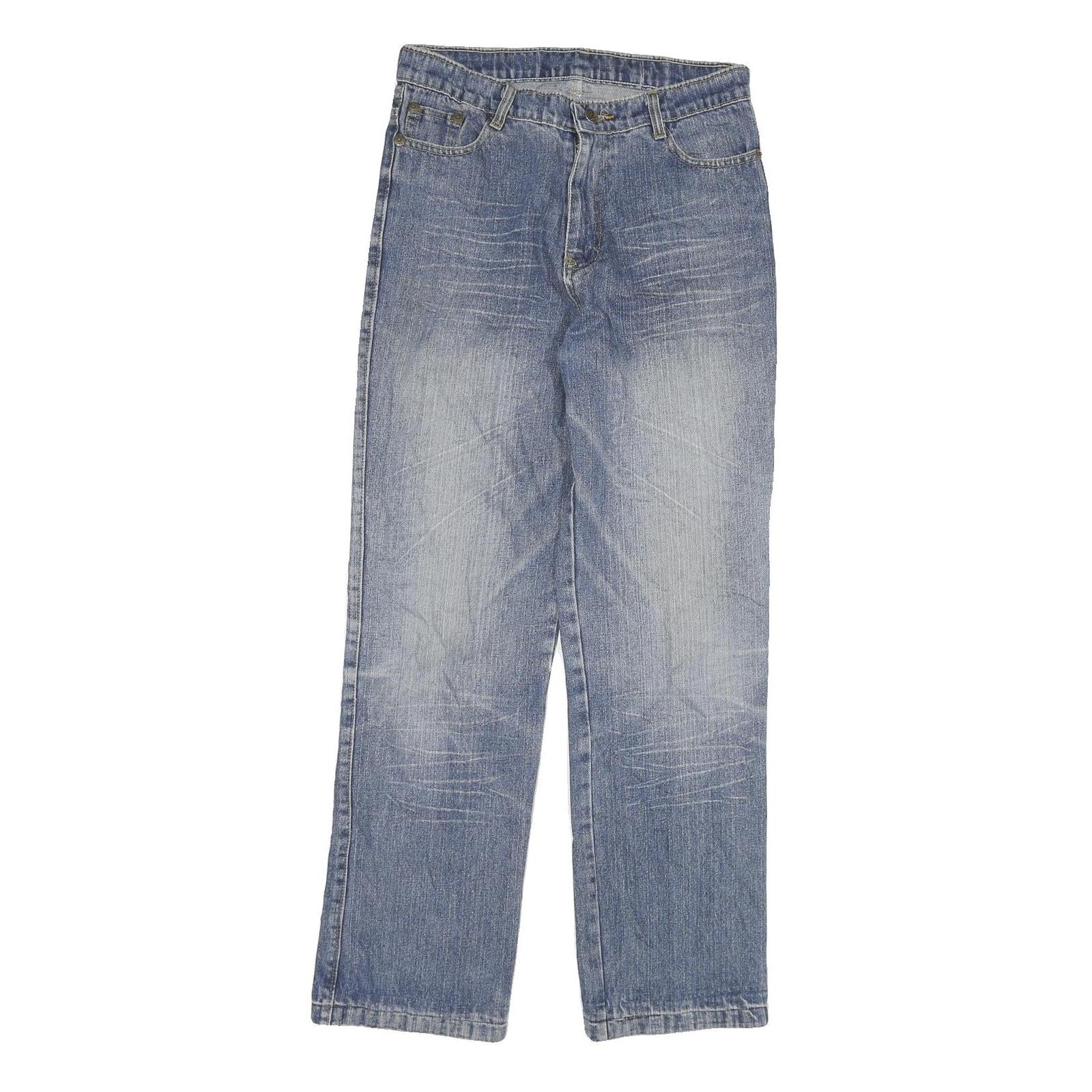 NORTH Womens Regular Fit Blue Denim Jeans W28 L29 Embroidered Pockets Zip Refurbished - N/A refurbished available on Cerqular