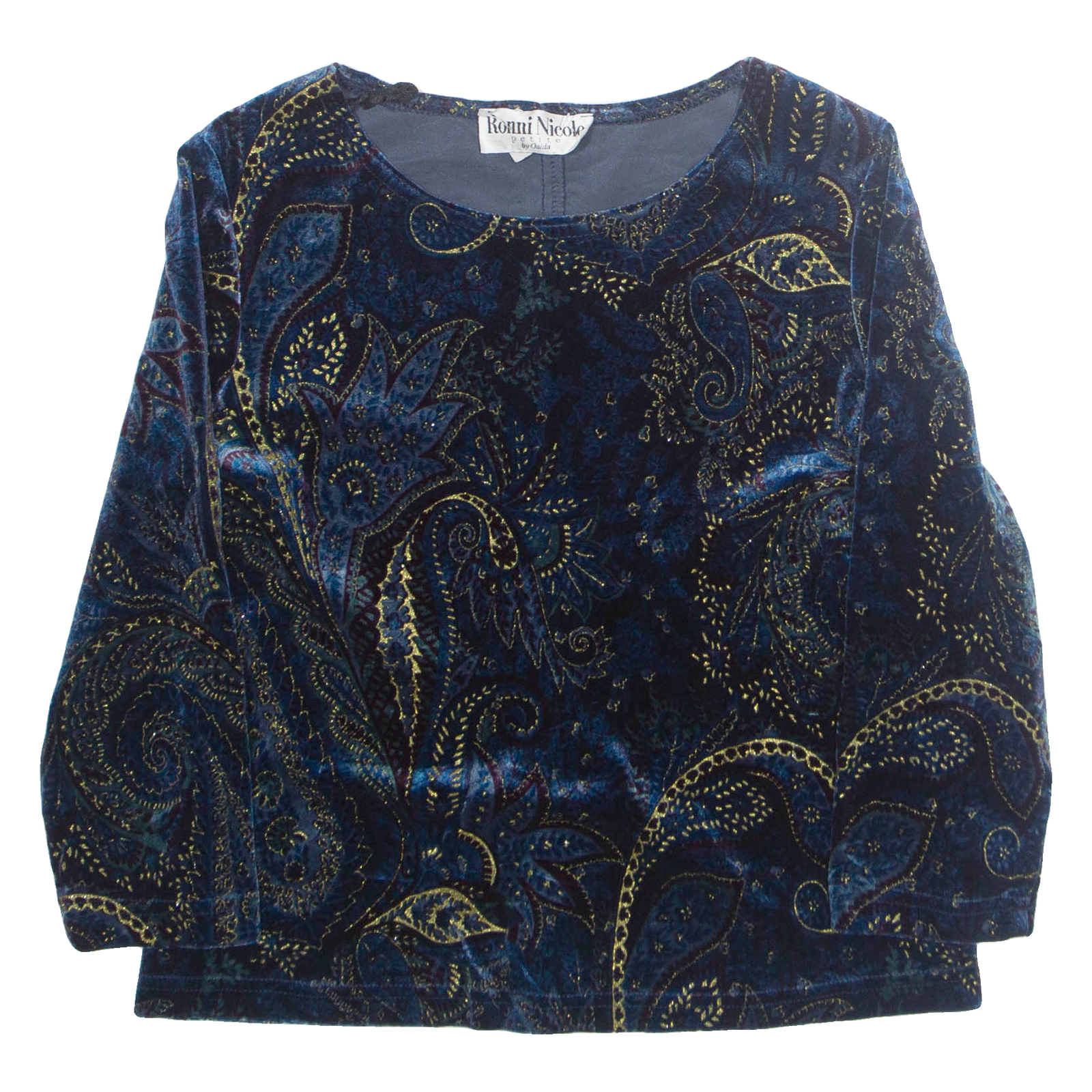 RONNI NICOLE Petite Womens Printed Blouse Blue 90s Silk Crazy Pattern M Refurbished - N/A refurbished available on Cerqular
