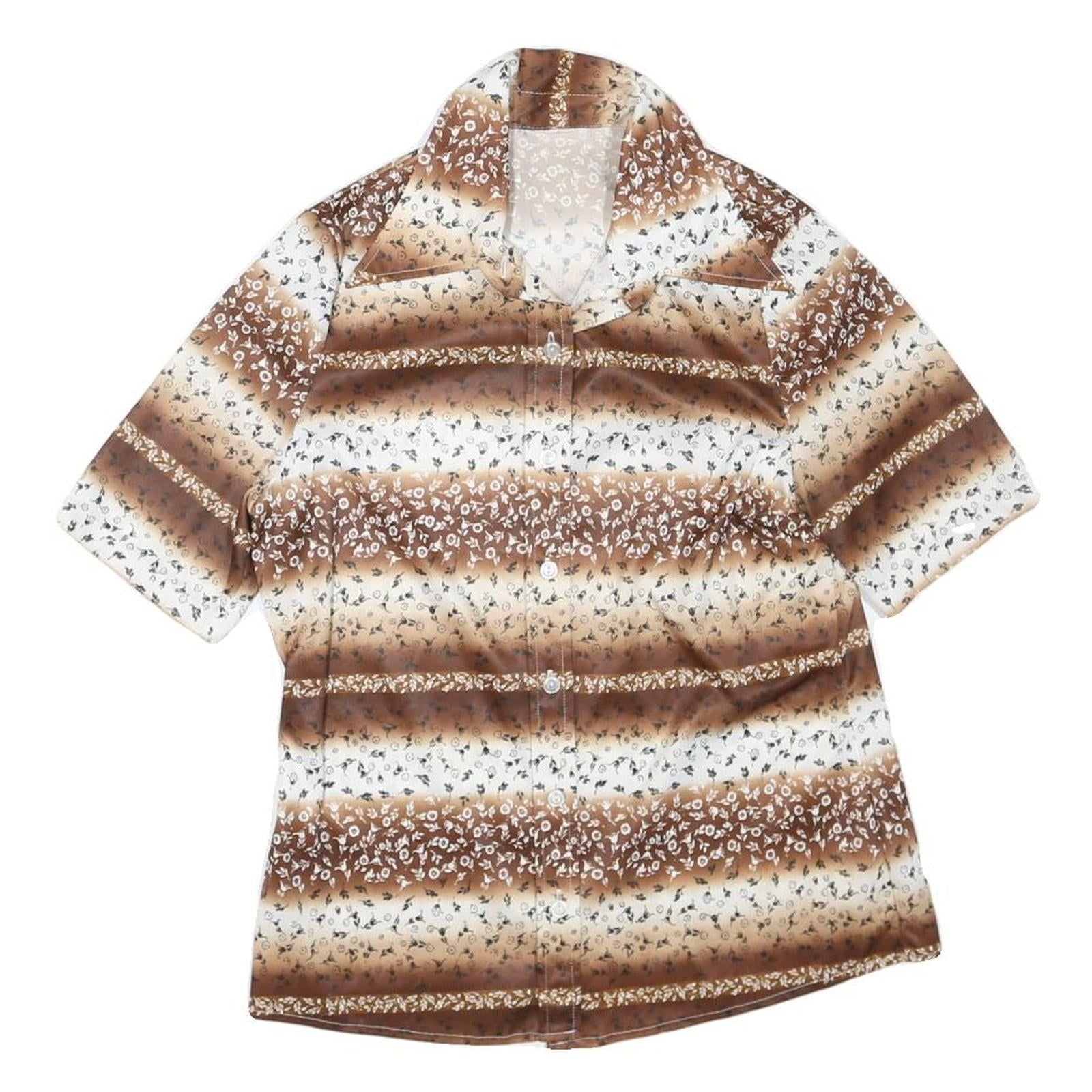 Womens Brown & Cream Floral Printed Shirt Short Sleeve Collared S Relaxed Fit Refurbished - N/A refurbished available on Cerqular