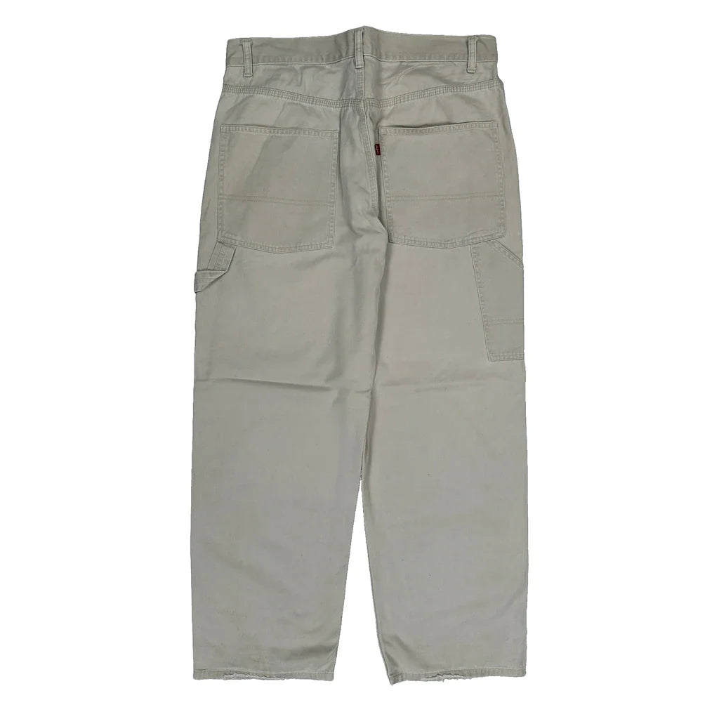 Levis Cargo Carpenter Trousers - 33W 27L Beige Cotton Refurbished - Thrifted (note: this is a term often used to describe second- refurbished available on Cerqular
