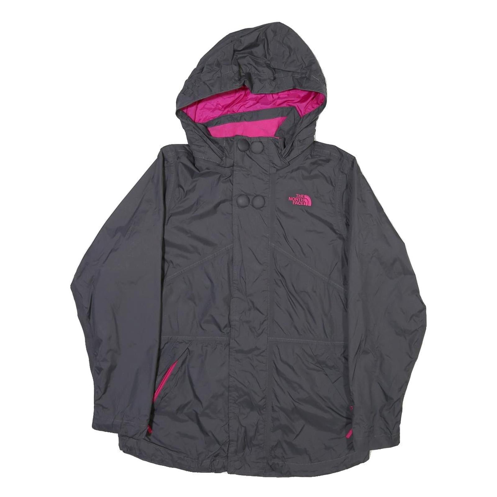 THE NORTH FACE Womens Grey & Pink Outdoor Jacket L Polyester Blend Zip Hooded Refurbished - N/A refurbished available on Cerqular