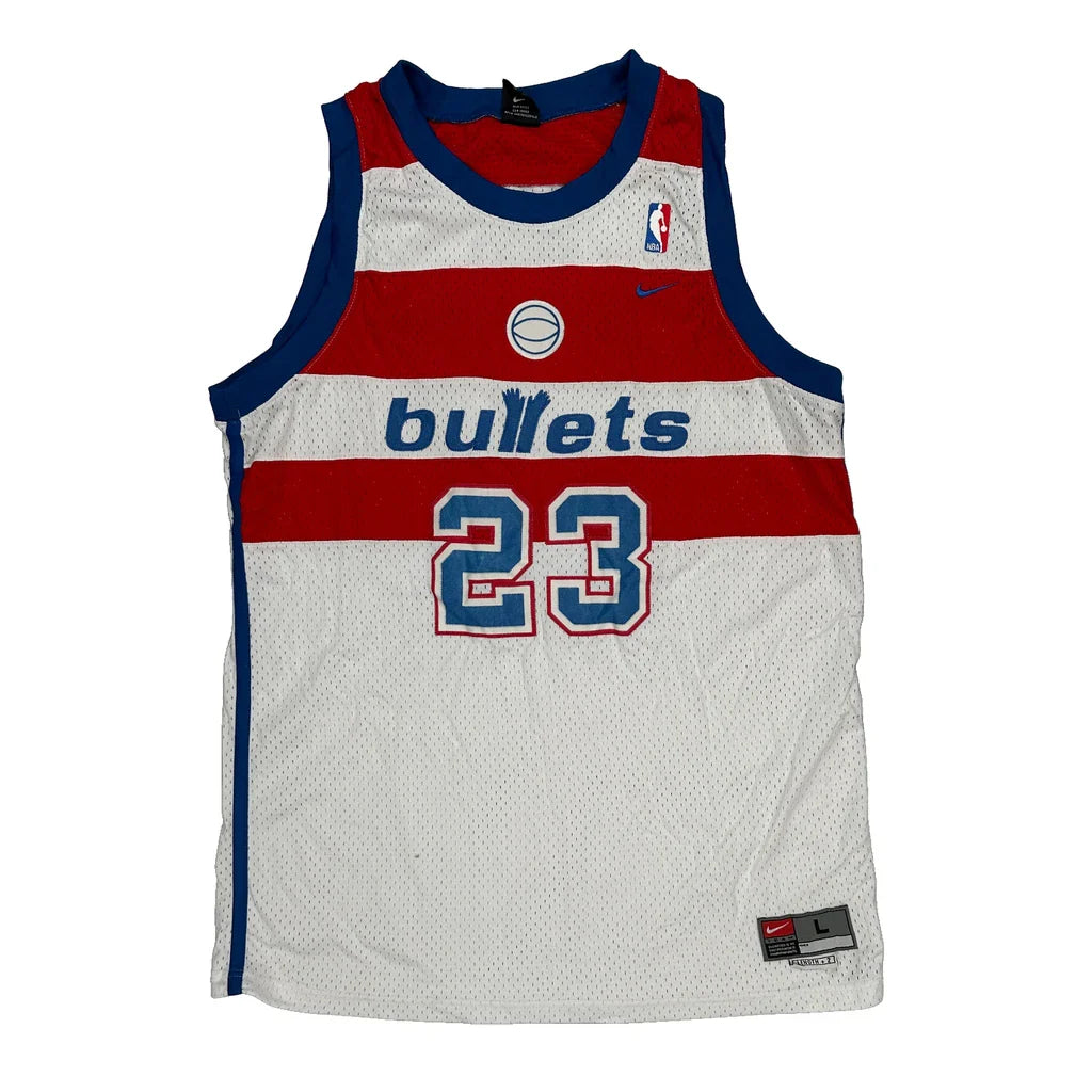 Michael Jordan Nike Washington Bullets Jersey - Large Blue Polyester Refurbished - Thrifted (note: this is a term often used to describe second- refurbished available on Cerqular