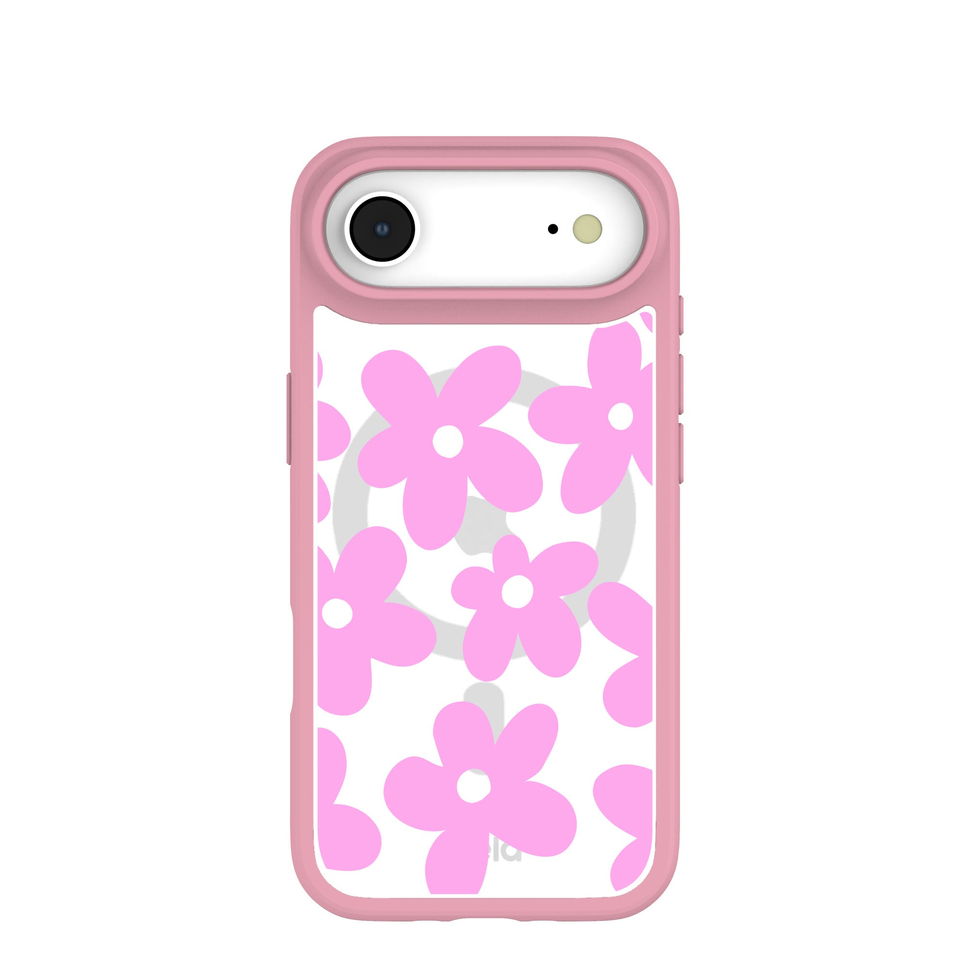 Clear Pink Blooms iPhone Air Case With Petal Pink Ridge (MagSafe included) Refurbished - Pela Case refurbished available on Cerqular