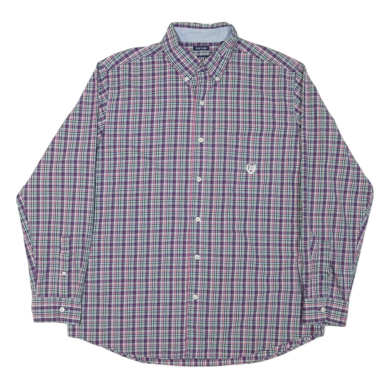 CHAPS Mens Blue & Purple Check Shirt L Button-Down Collar Long Sleeve Casual Refurbished - N/A refurbished available on Cerqular