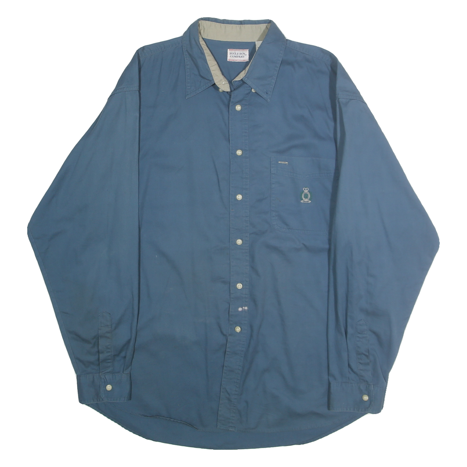 BUGLE BOY Mens Blue Cotton Shirt XL Casual Button Down Long Sleeve Pocket Refurbished - N/A refurbished available on Cerqular