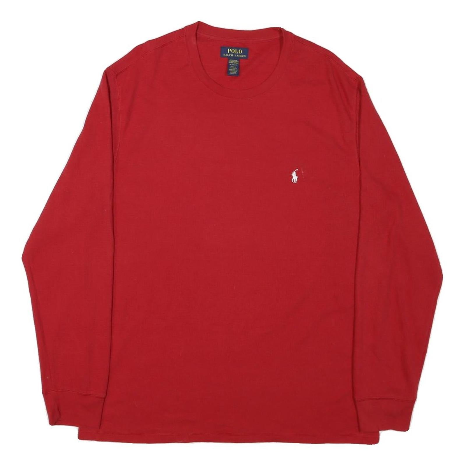 POLO RALPH LAUREN Mens Red Crew Neck Long Sleeve T-Shirt XL Cotton Blend Classic Refurbished - N/A refurbished available on Cerqular