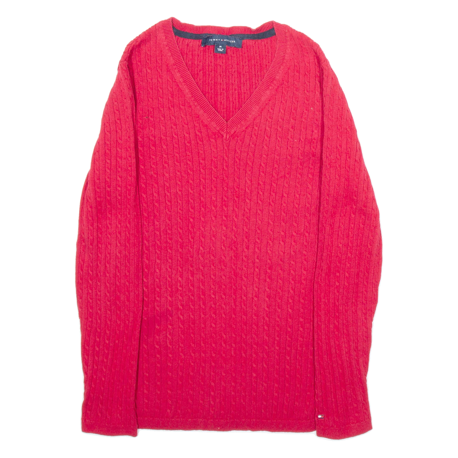 Buy TOMMY HILFIGER Mens Jumper Red V-Neck Cable Knit M Refurbished - $28.59 TOMMY HILFIGER Mens Jumper Red V-Neck Cable Knit M Refurbished - N/A refurbished available on Cerqular