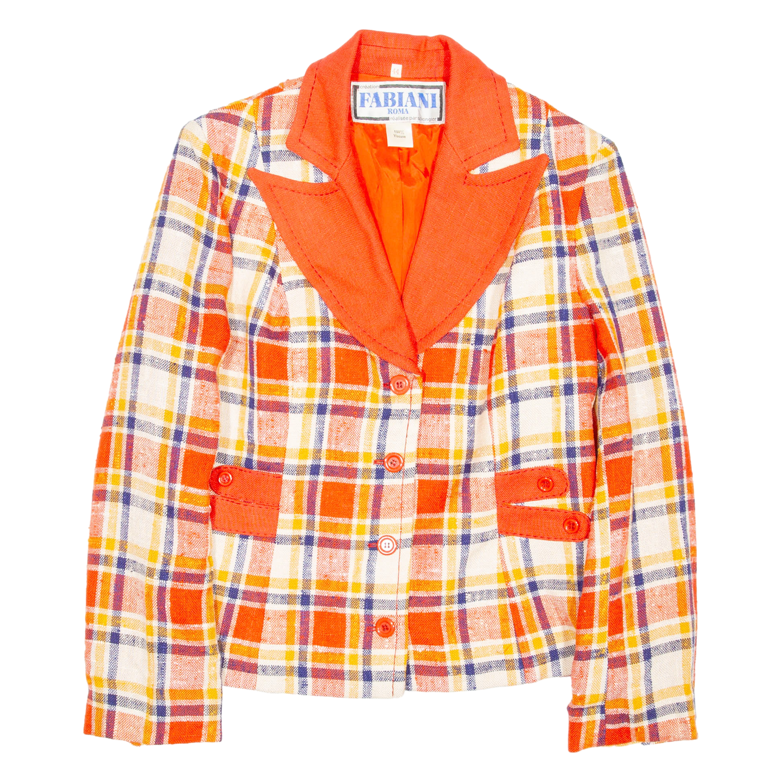 Buy FABIANI ROMA Womens Blazer Coat Orange Viscose Check S Refurbished - $28.07 FABIANI ROMA Womens Blazer Coat Orange Viscose Check S Refurbished - N/A refurbished available on Cerqular