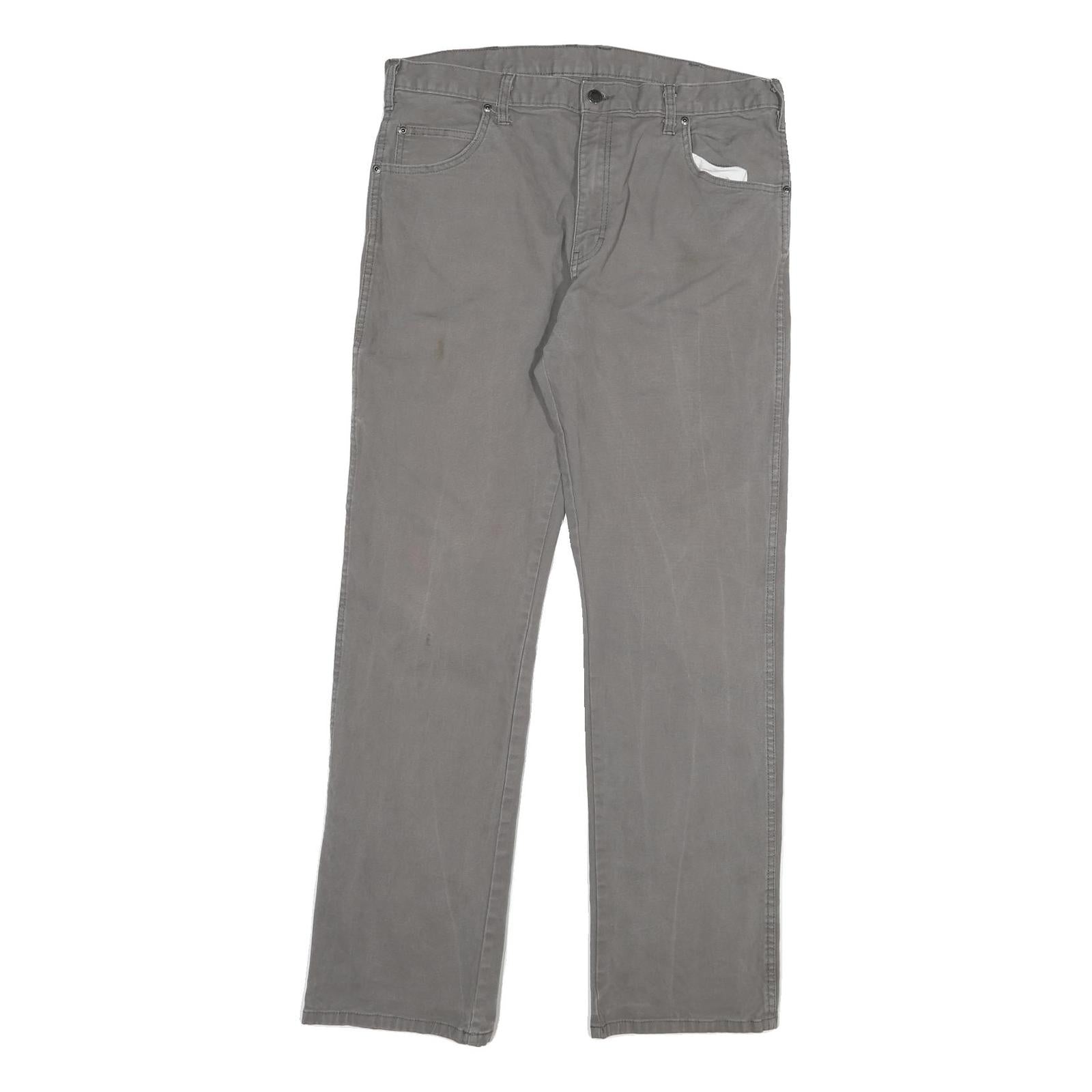 DICKIES Mens Cotton Blend Grey Regular Straight Trousers W36 L34 Workwear Zip Refurbished - N/A refurbished available on Cerqular