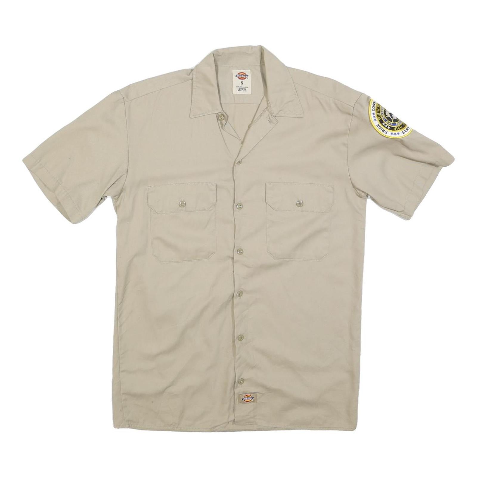 DICKIES Mens Beige Work Shirt S Cotton Blend Short Sleeve Button Refurbished - N/A refurbished available on Cerqular
