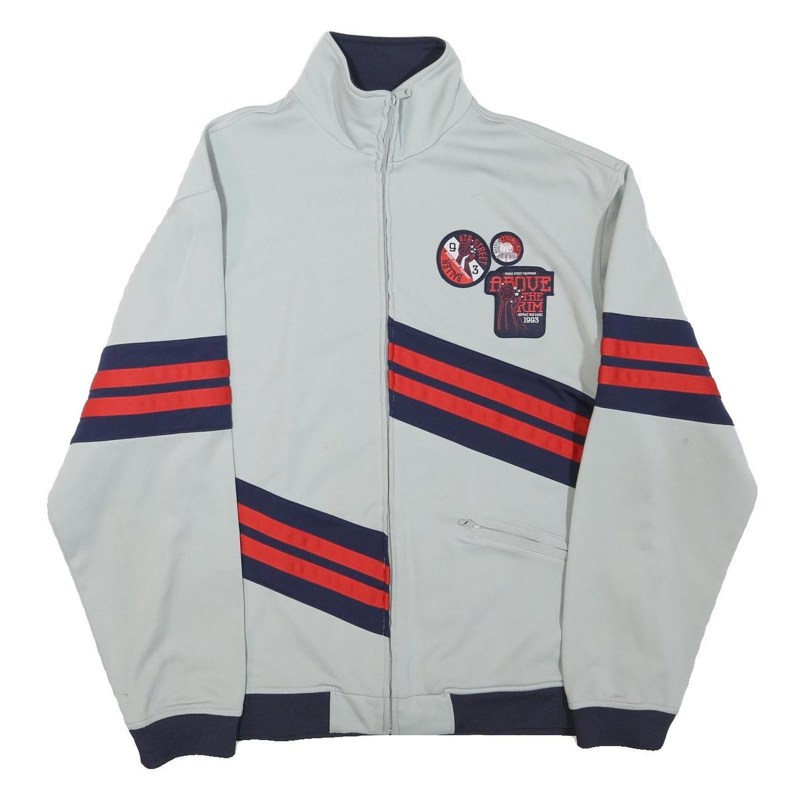 REEBOK Mens Grey & Navy Blue Athletic Jacket L Polyester Blend Zip Track Sports Refurbished - N/A refurbished available on Cerqular