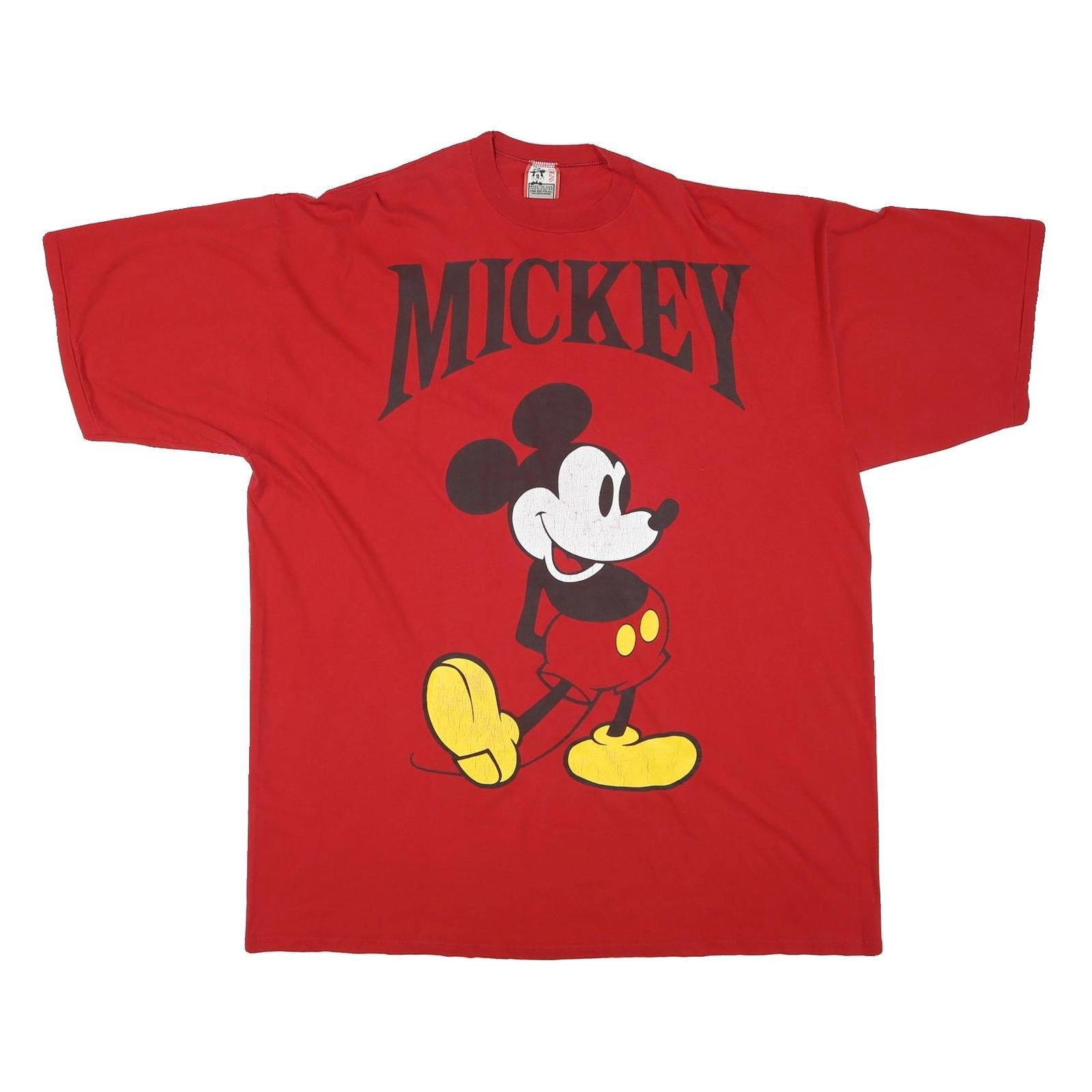 DISNEY Mens Red Mickey Graphic T-Shirt One Size Short Sleeve Crew Neck Casual Refurbished - N/A refurbished available on Cerqular