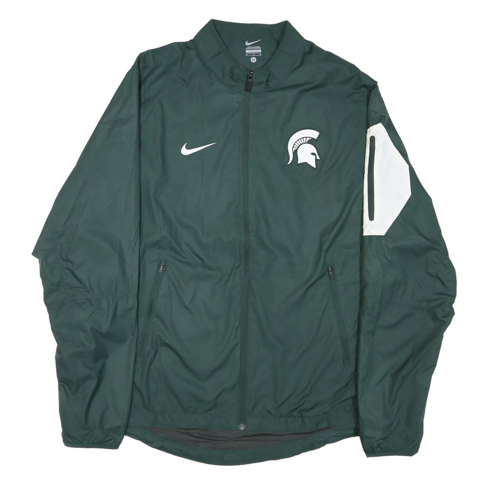 NIKE Mens Green & White Spartan Logo Lightweight Nylon Track Jacket M Refurbished - N/A refurbished available on Cerqular