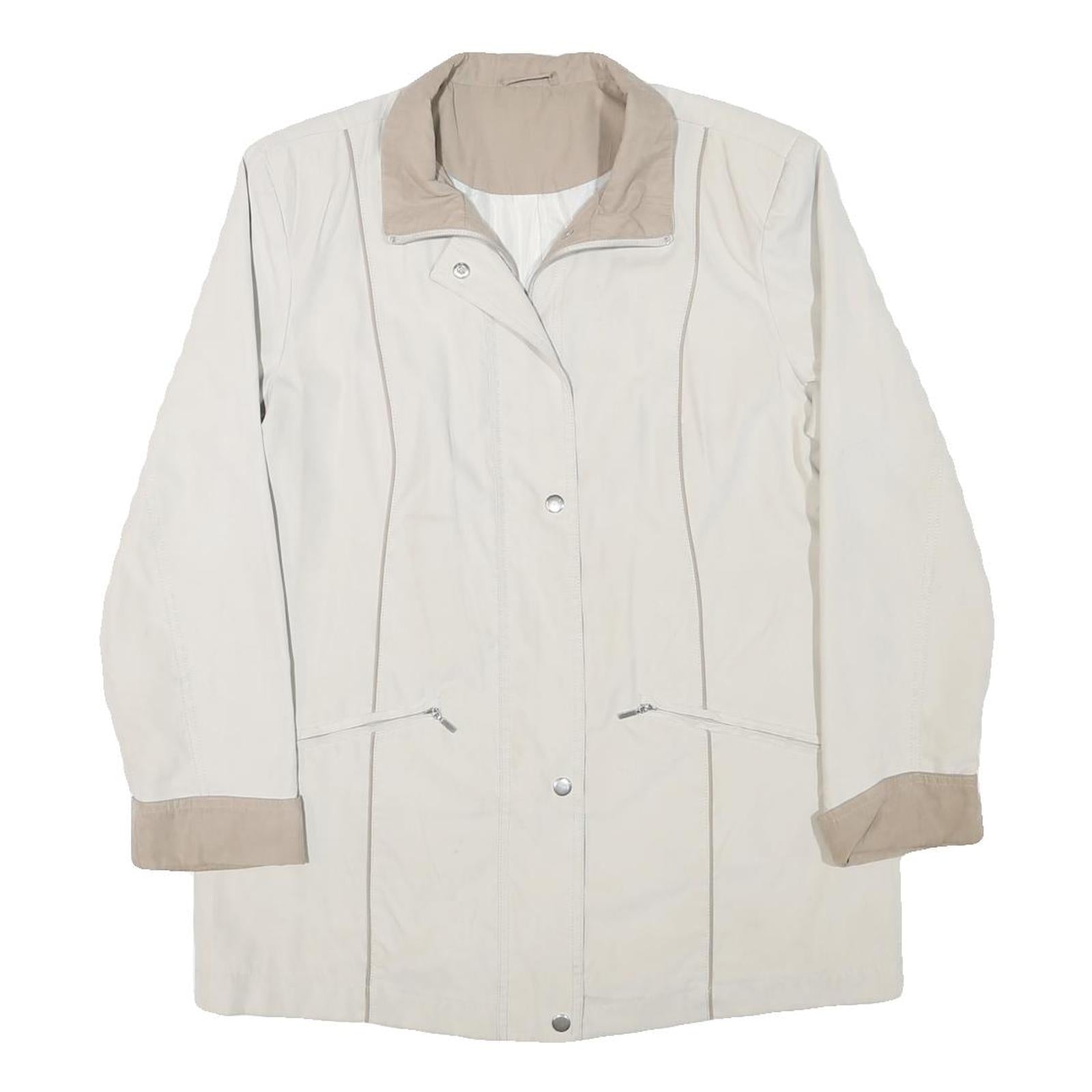 Womens Beige & Cream Zip Jacket M Polyester Blend Plain Long Sleeve Casual Refurbished - N/A refurbished available on Cerqular