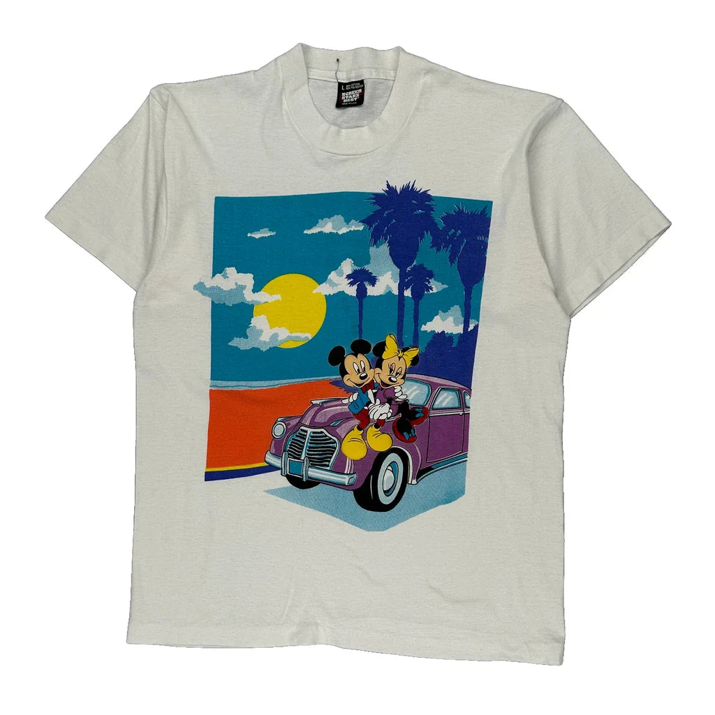 Screen Stars Cartoon T-Shirt - Large White Cotton Blend Refurbished - Thrifted (note: this is a term often used to describe second- refurbished available on Cerqular