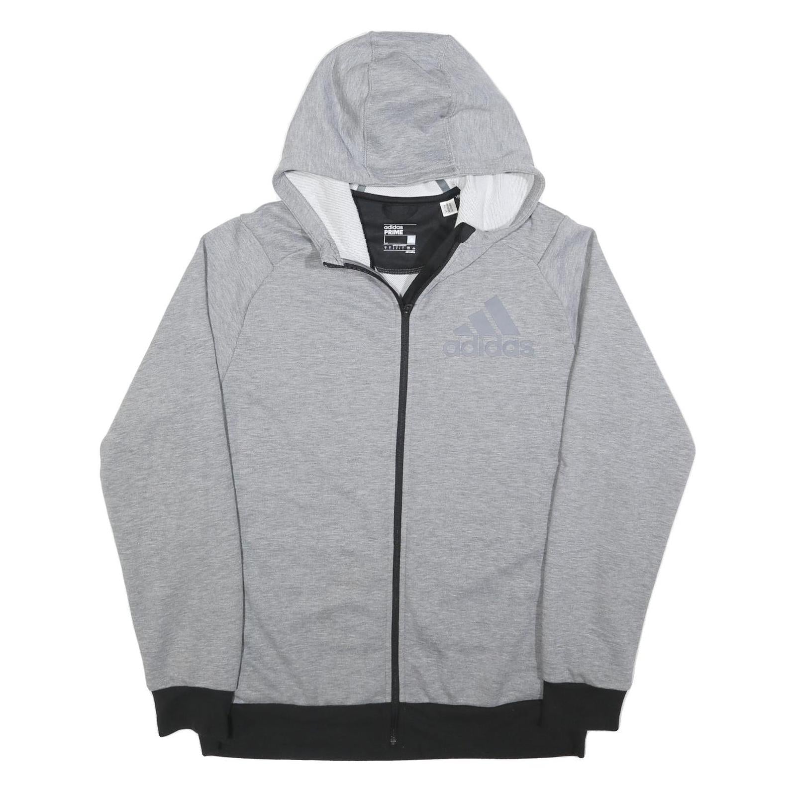 ADIDAS Mens Grey Full Zip Hoodie L Cotton Blend Lightweight Casual Jacket Refurbished - N/A refurbished available on Cerqular