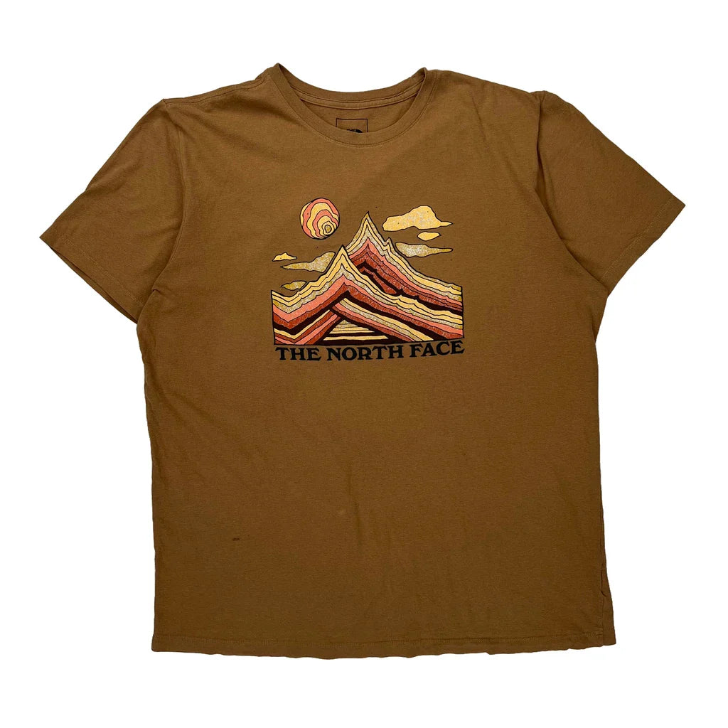 The North Face Graphic T-Shirt - XL Brown Cotton Refurbished - Thrifted (note: this is a term often used to describe second- refurbished available on Cerqular