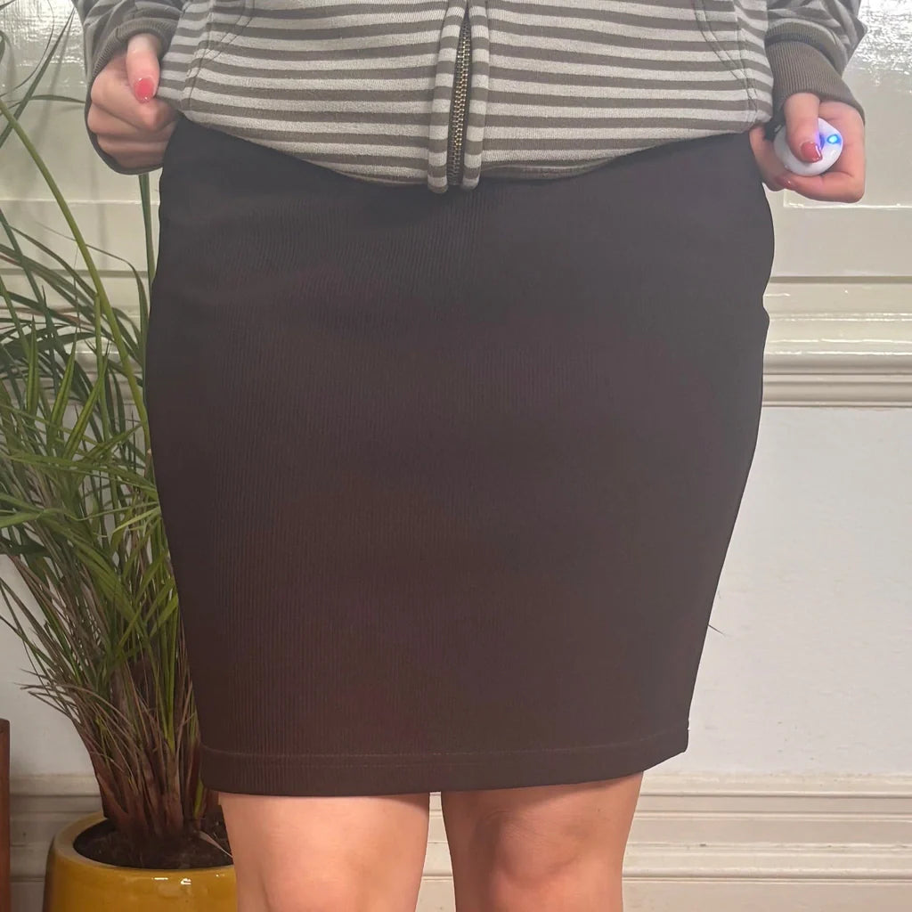Talex Mini Skirt - 28W UK 8 Brown Polyester Refurbished - Thrifted (note: this is a term often used to describe second- refurbished available on Cerqular