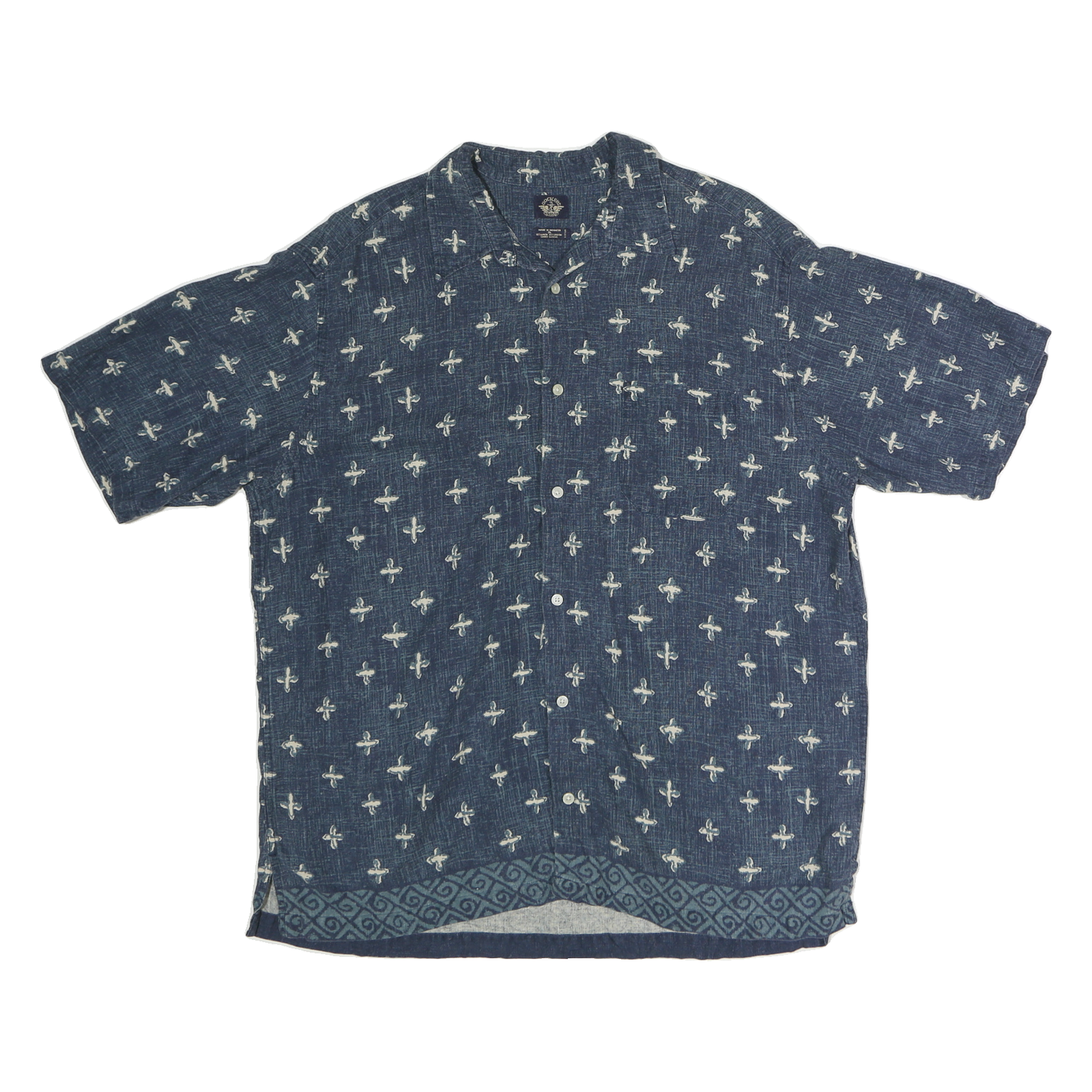 DOCKERS Mens Blue Printed Cotton Shirt XL Casual Button Front Short Sleeve Refurbished - N/A refurbished available on Cerqular