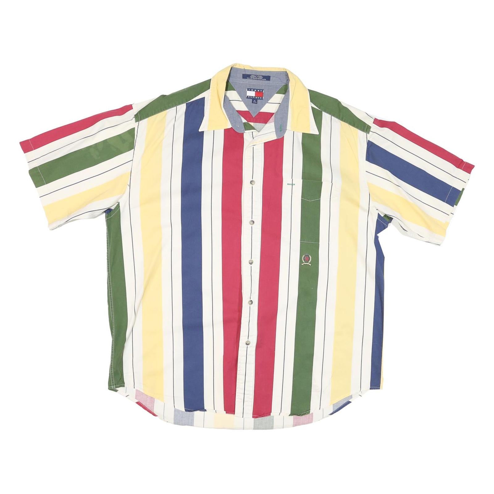 TOMMY HILFIGER Mens Multi Colour Vertical Stripe Cotton Blend Shirt XL Summer Refurbished - N/A refurbished available on Cerqular