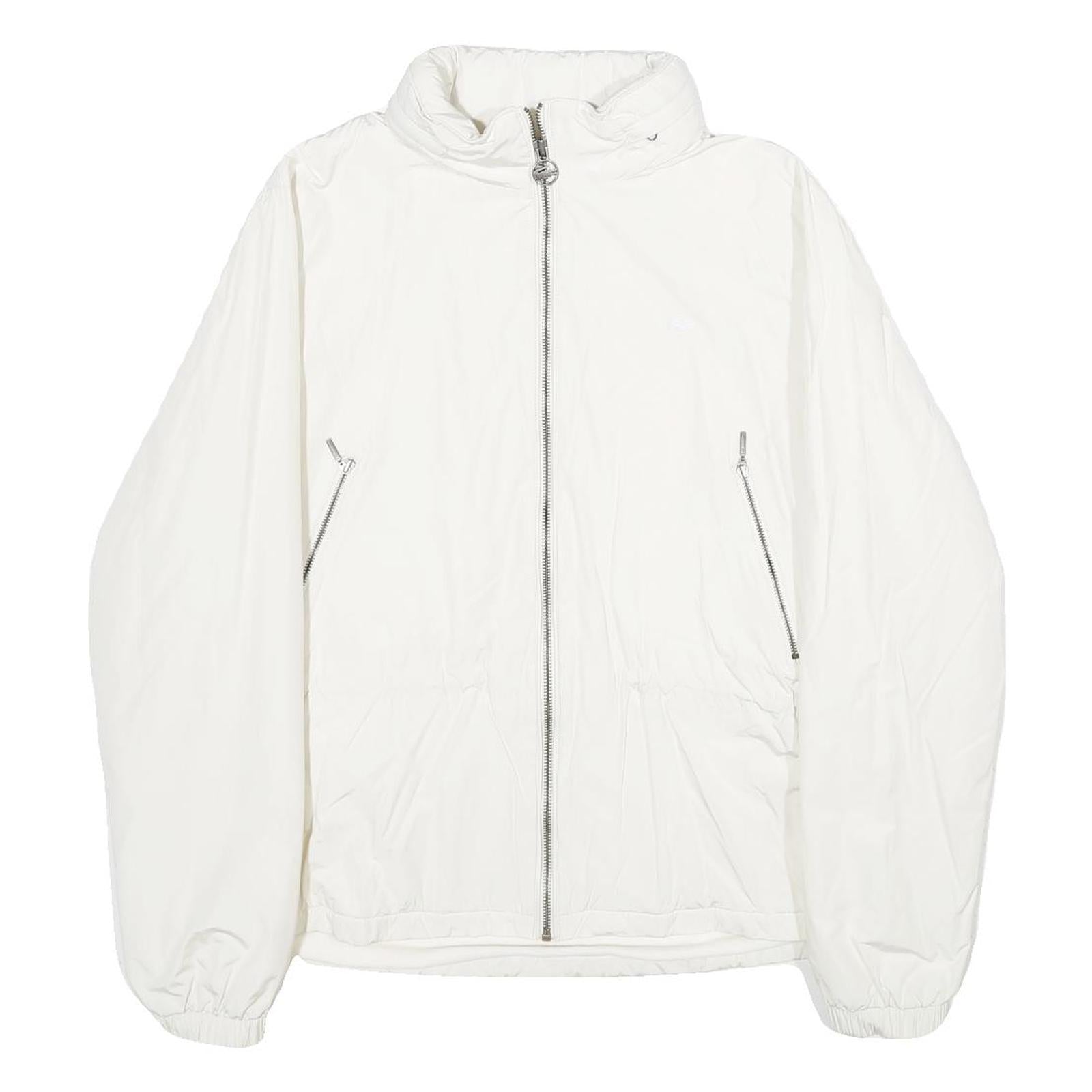 LACOSTE Womens White Jacket UK 16 Polyester Blend Plain Zip Closure Casual Refurbished - N/A refurbished available on Cerqular