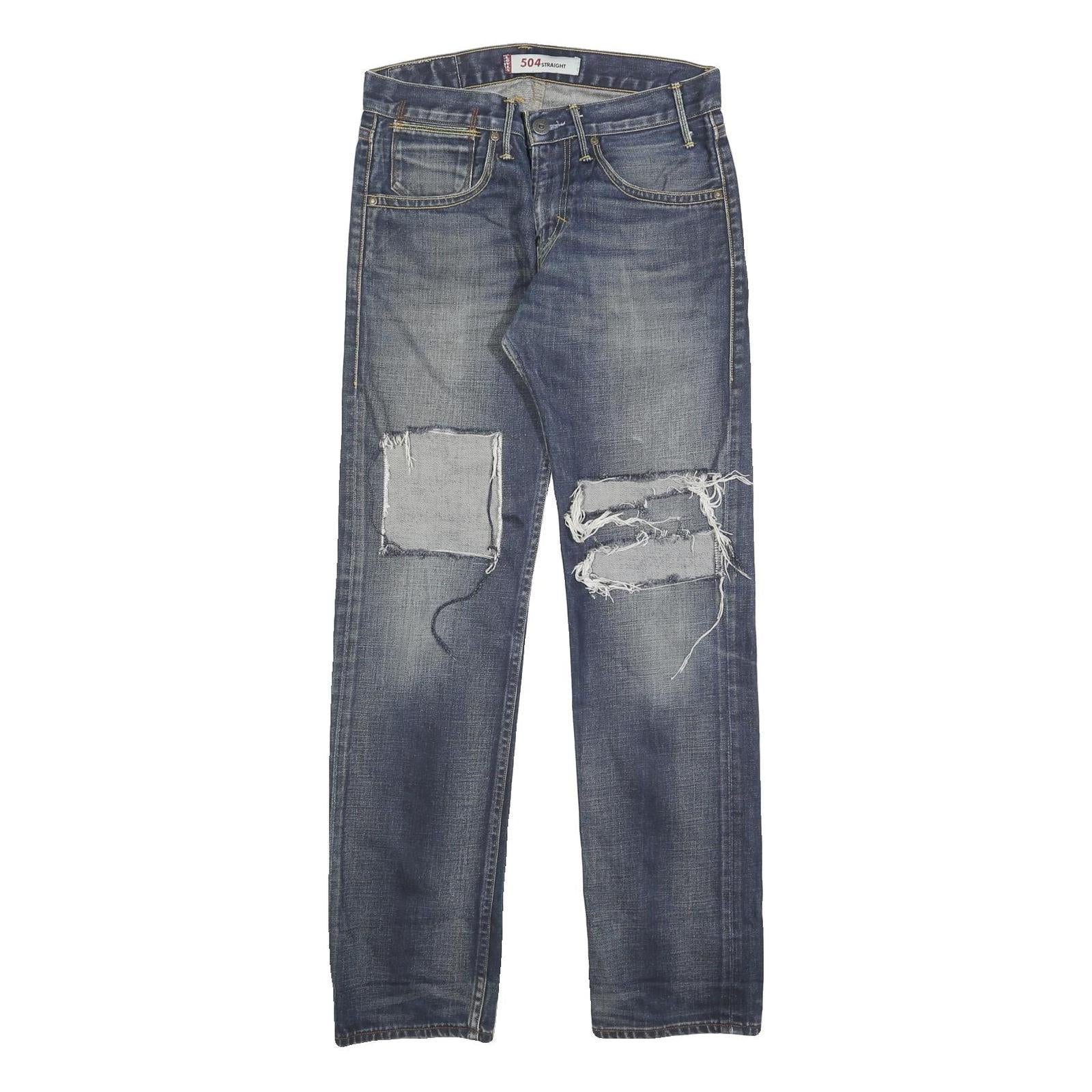 LEVI'S 504 Mens Jeans Blue Regular Straight Denim Medium W29 L32 Distressed Refurbished - N/A refurbished available on Cerqular