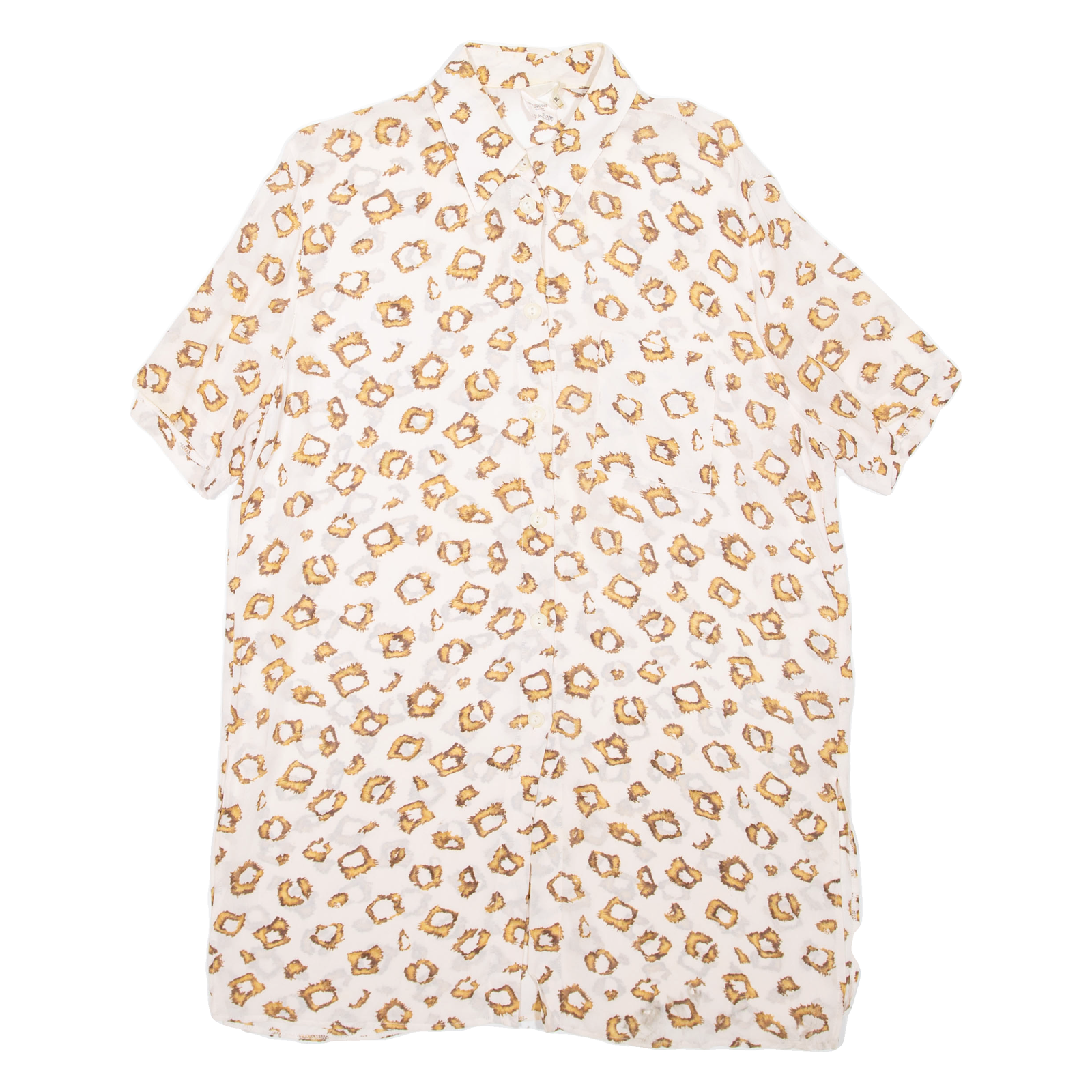 SHEER Womens Printed Shirt White Collared Viscose Spotted L Refurbished - N/A refurbished available on Cerqular