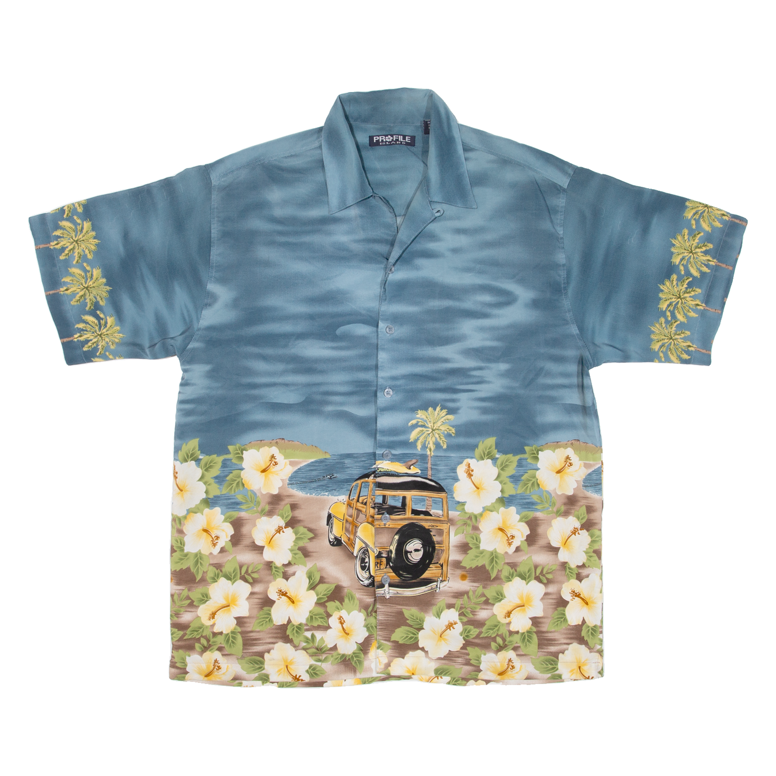 PROFILE ISLAND Mens Hawaiian Shirt Blue Floral L Refurbished - N/A refurbished available on Cerqular