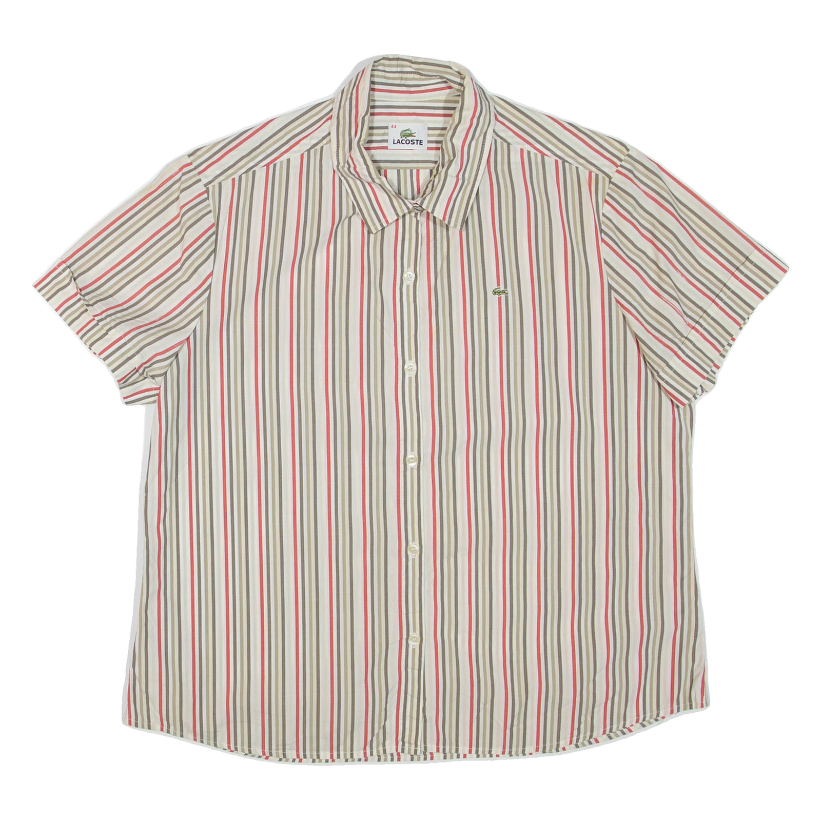 LACOSTE Womens Shirt White Striped L Refurbished - N/A refurbished available on Cerqular