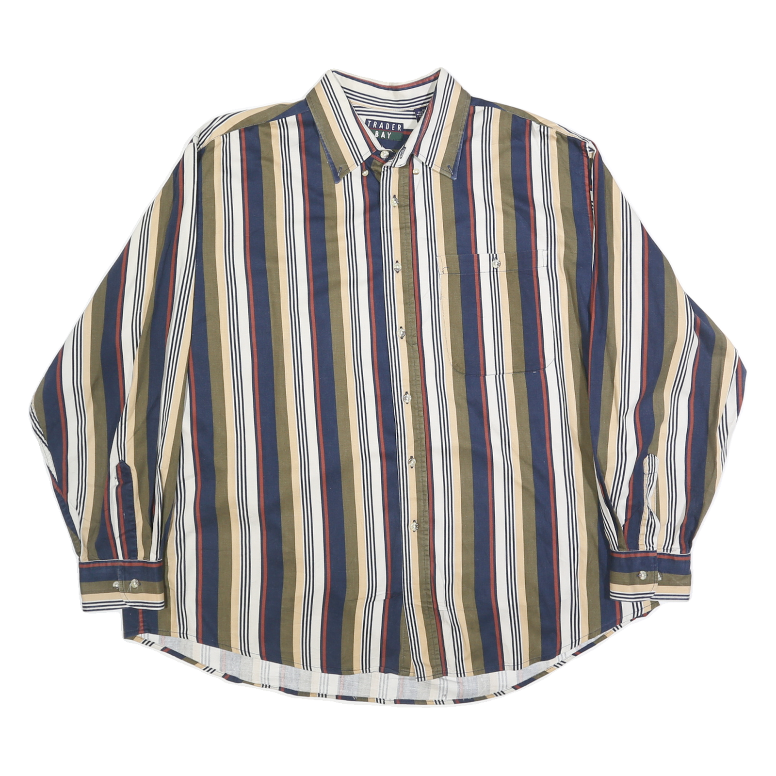 TRADER BAY Mens Blue & Beige Stripe Shirt XL Casual Long Sleeve Cotton Refurbished - N/A refurbished available on Cerqular