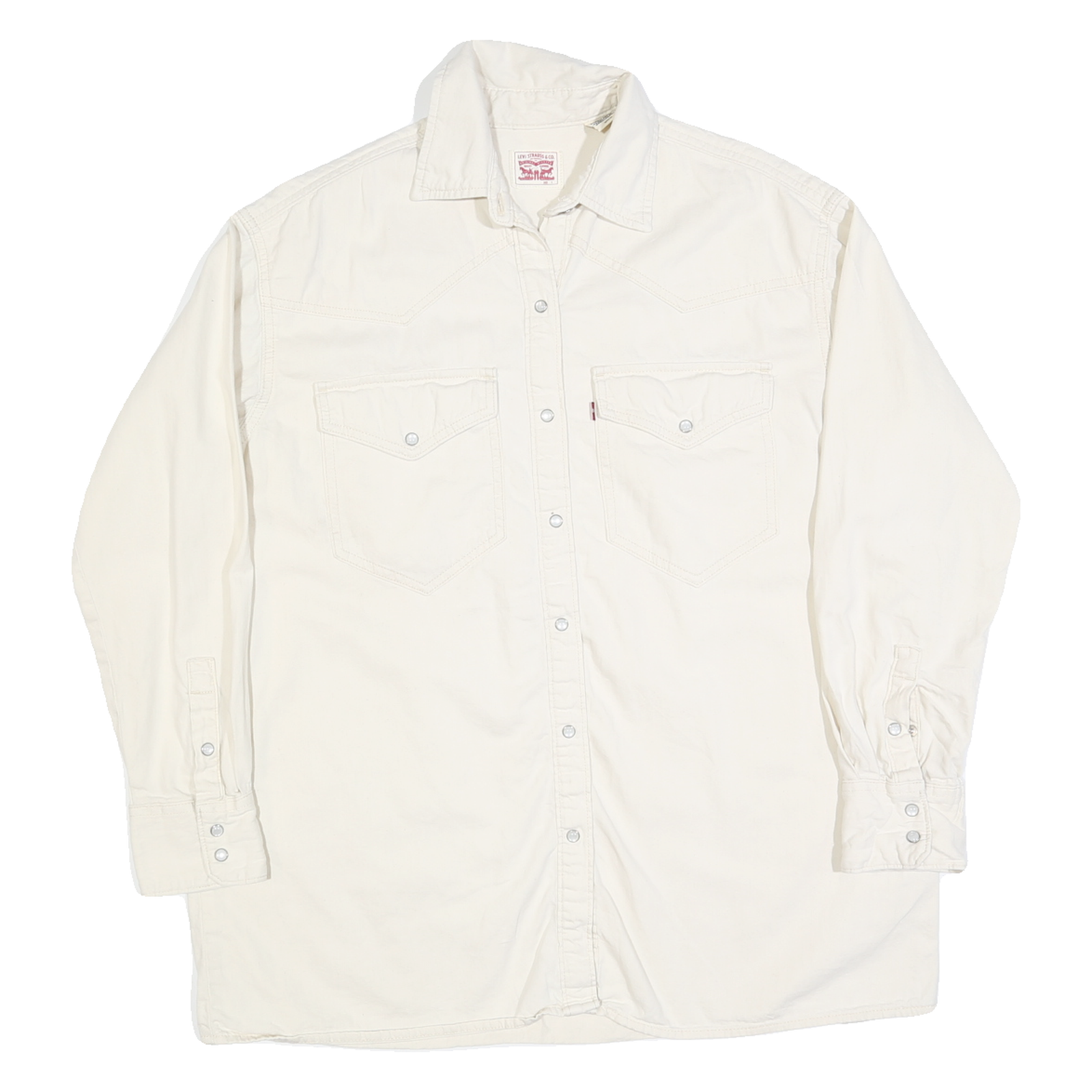 LEVI'S Womens White Cotton Blend Shirt S Classic Western Style Button Refurbished - N/A refurbished available on Cerqular