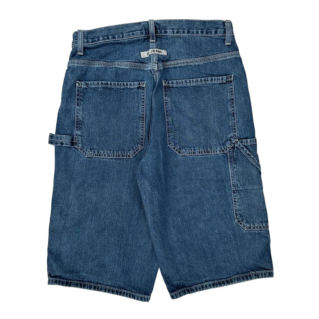Calvin Klein Jeans Double Knee Carpenter Shorts - 28W 11L Blue Cotton Refurbished - Thrifted (note: this is a term often used to describe second- refurbished available on Cerqular