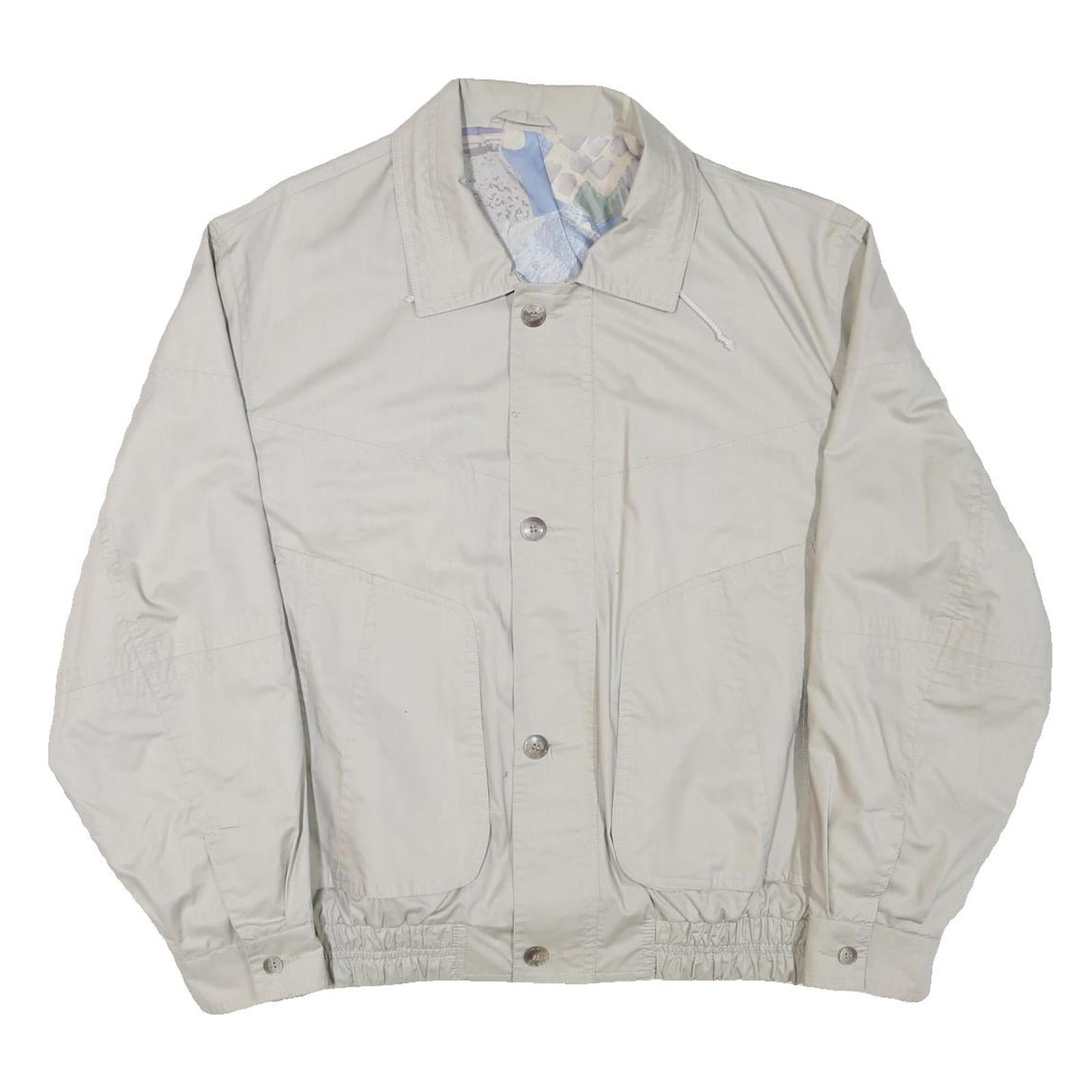 Mens Cream Button Cotton Blend Jacket L Plain Classic Relaxed Fit Casual Refurbished - N/A refurbished available on Cerqular