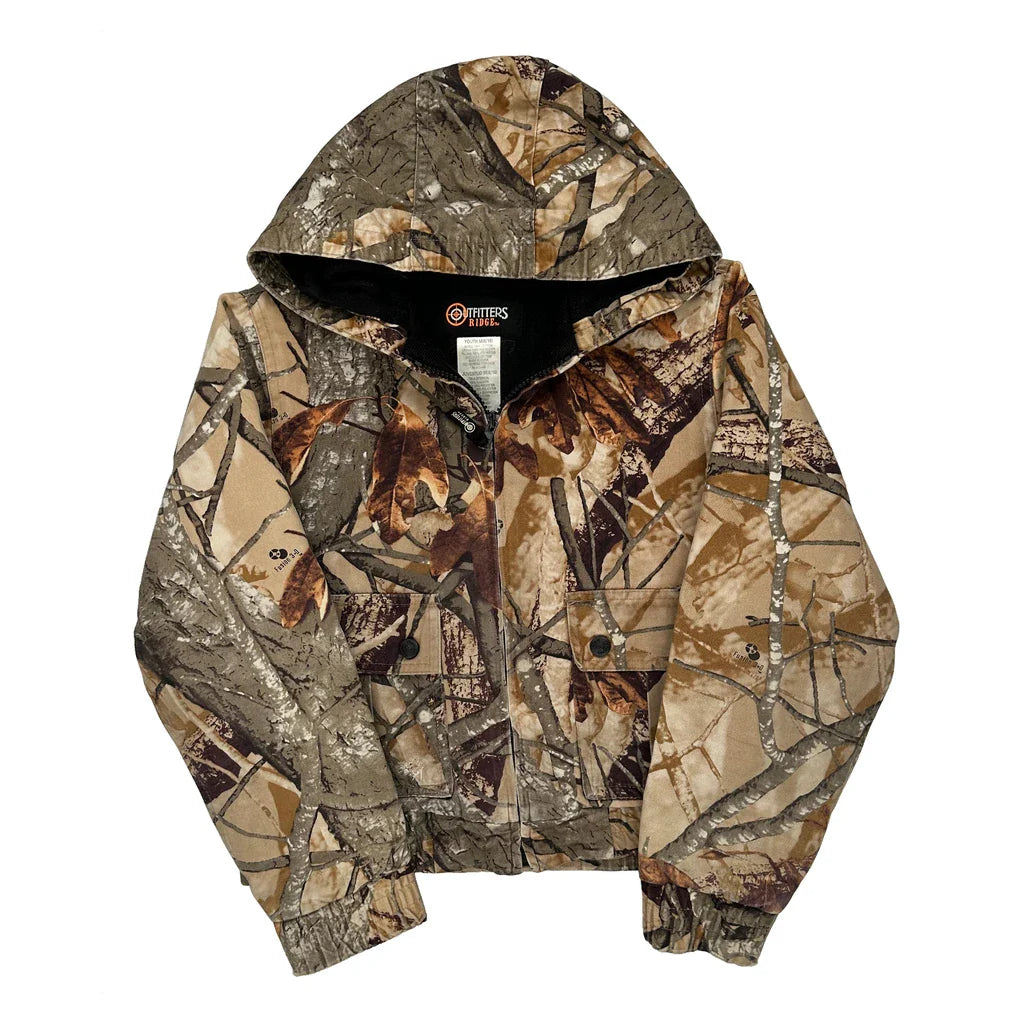 Age 8-10 Outfitters Ridge Camo Jacket - Medium Camo Cotton Refurbished - Thrifted (note: this is a term often used to describe second- refurbished available on Cerqular