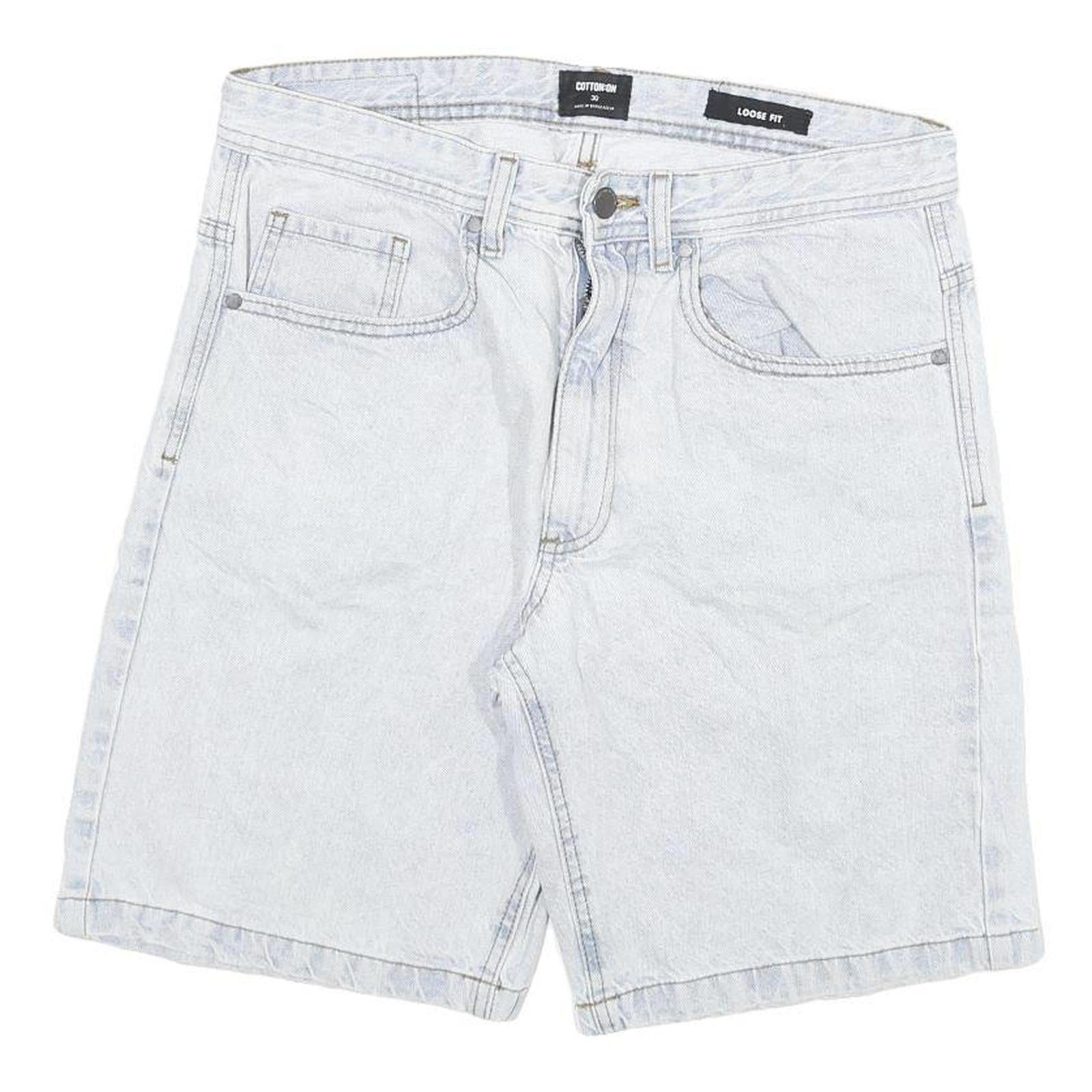 Mens Light Blue Cotton Blend Denim Casual Shorts L W30 Loose Fit Comfortable Refurbished - N/A refurbished available on Cerqular