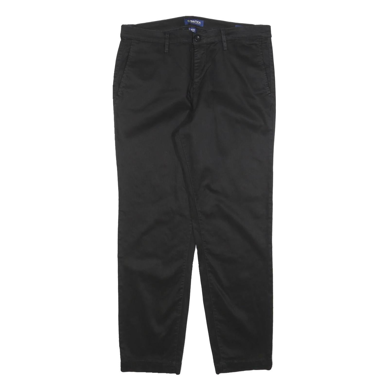 NAUTICA Womens Cotton Blend Black Regular Fit Straight Trousers W32 L28 Classic Refurbished - N/A refurbished available on Cerqular