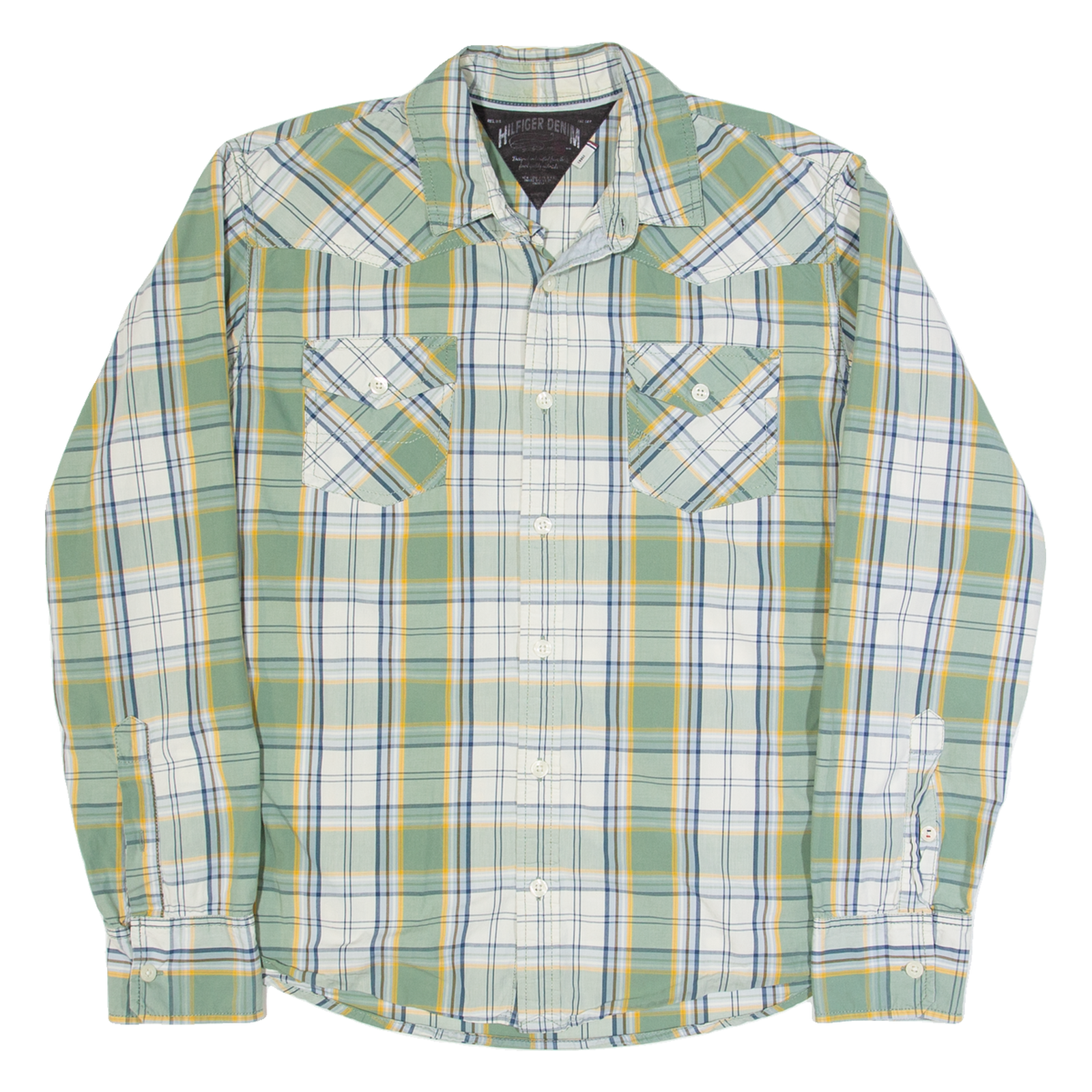 HILFIGER DENIM Mens Shirt Green Check Long Sleeve L Refurbished - N/A refurbished available on Cerqular