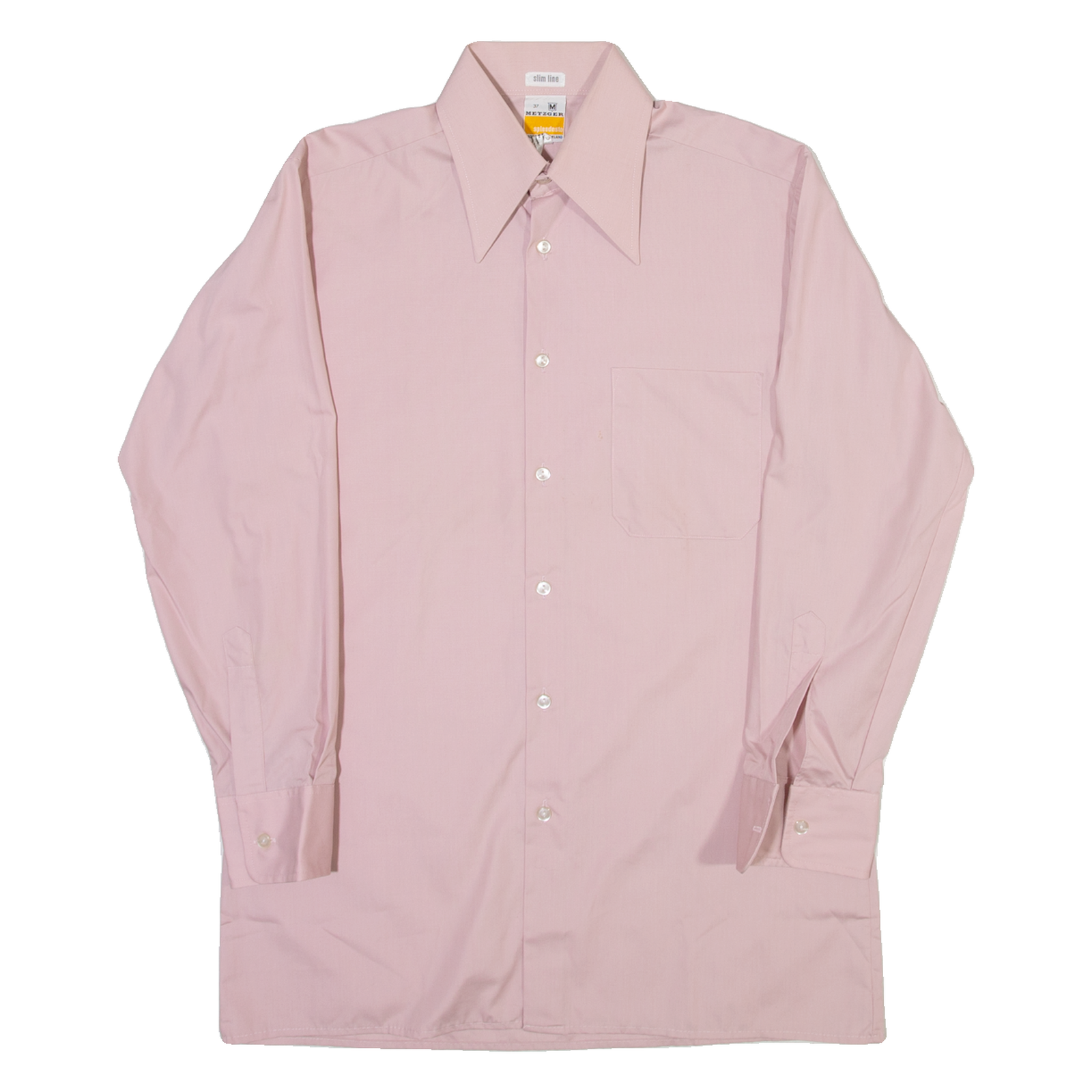 METZGER Slim Fit Mens Plain Shirt Pink Long Sleeve S Refurbished - N/A refurbished available on Cerqular