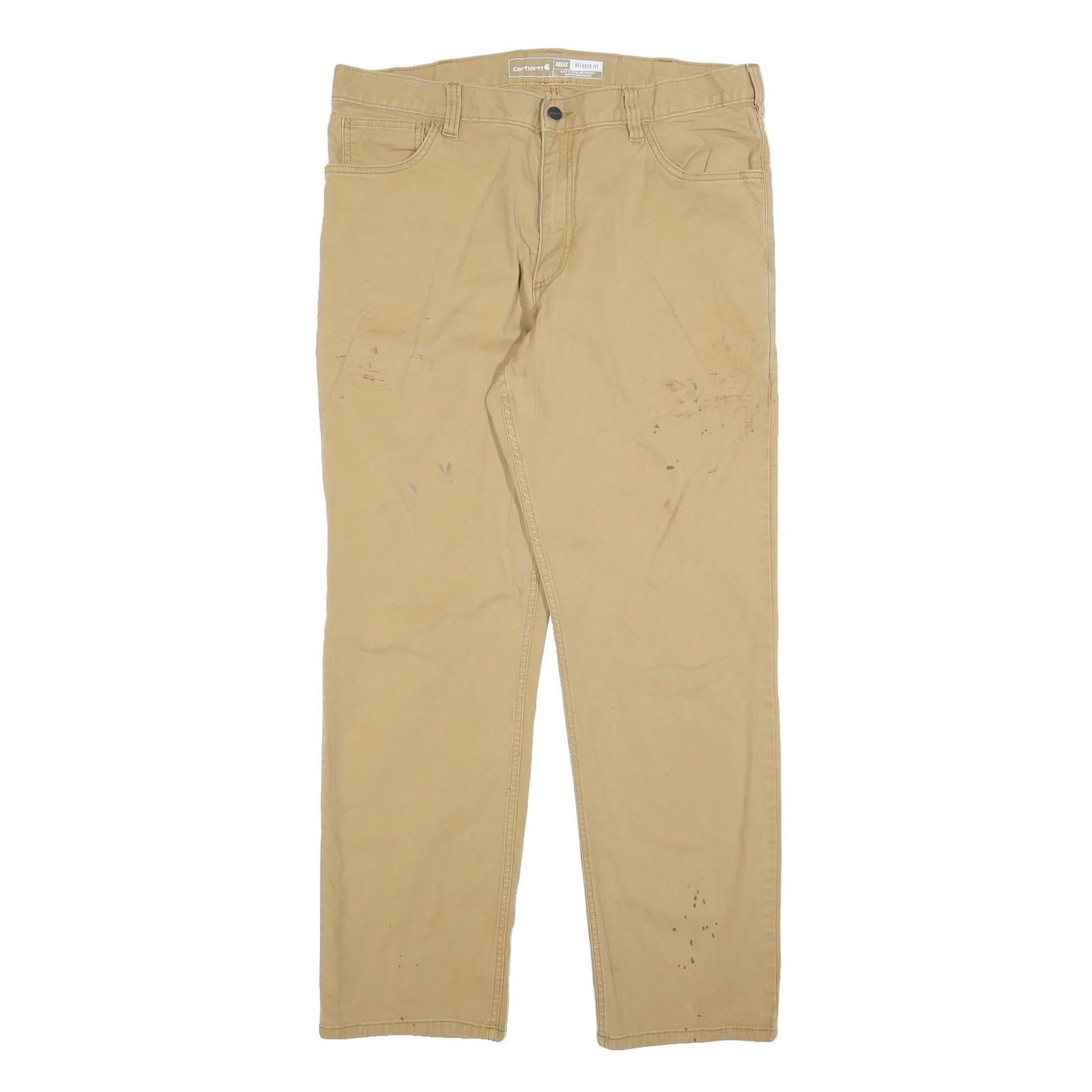 CARHARTT Mens Cotton Blend Beige Relaxed Straight Trousers W38 L32 Workwear Zip Refurbished - N/A refurbished available on Cerqular