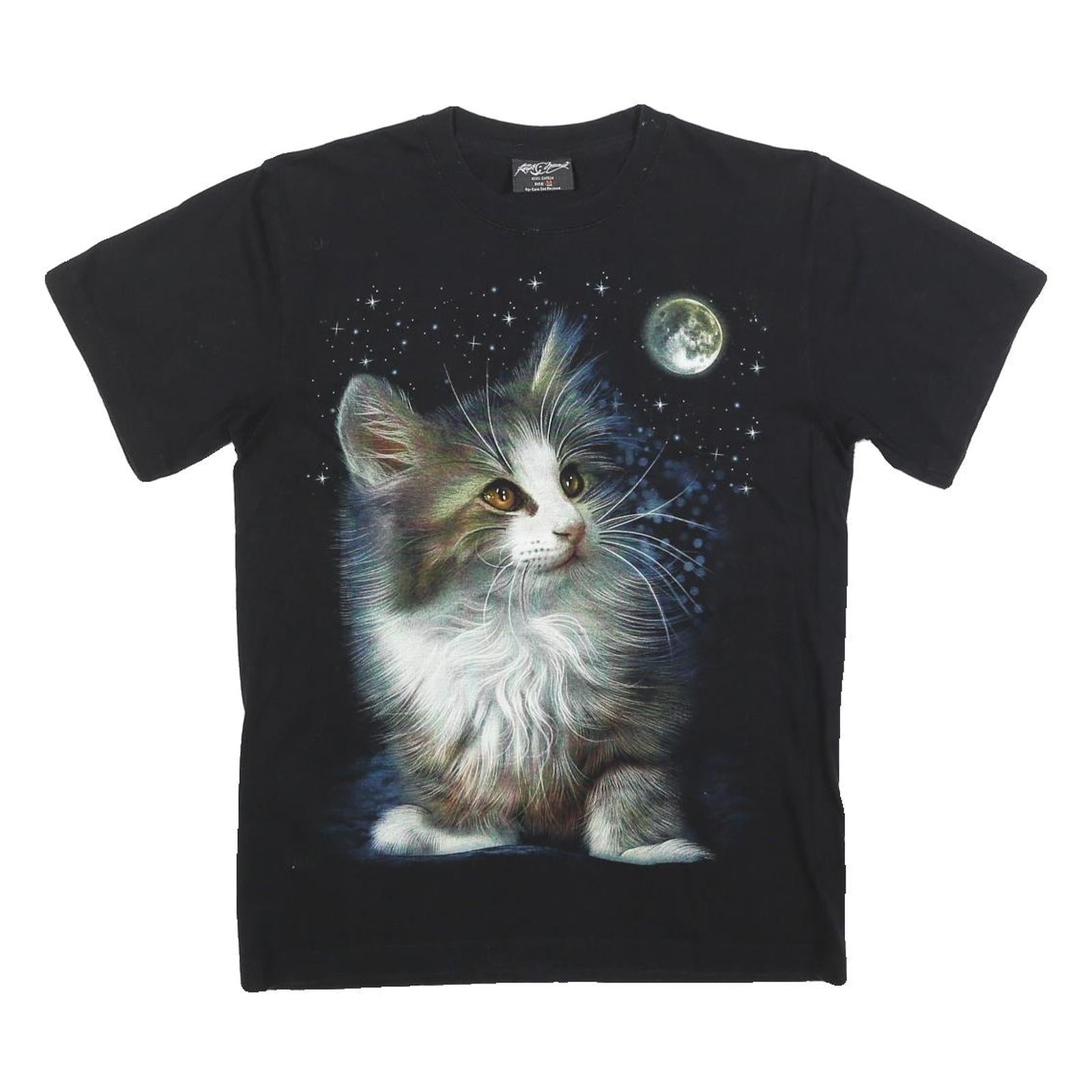 ROCK CHANG Mens Black Cat Graphic T-Shirt M Short Sleeve Crew Neck Cotton Blend Refurbished - N/A refurbished available on Cerqular