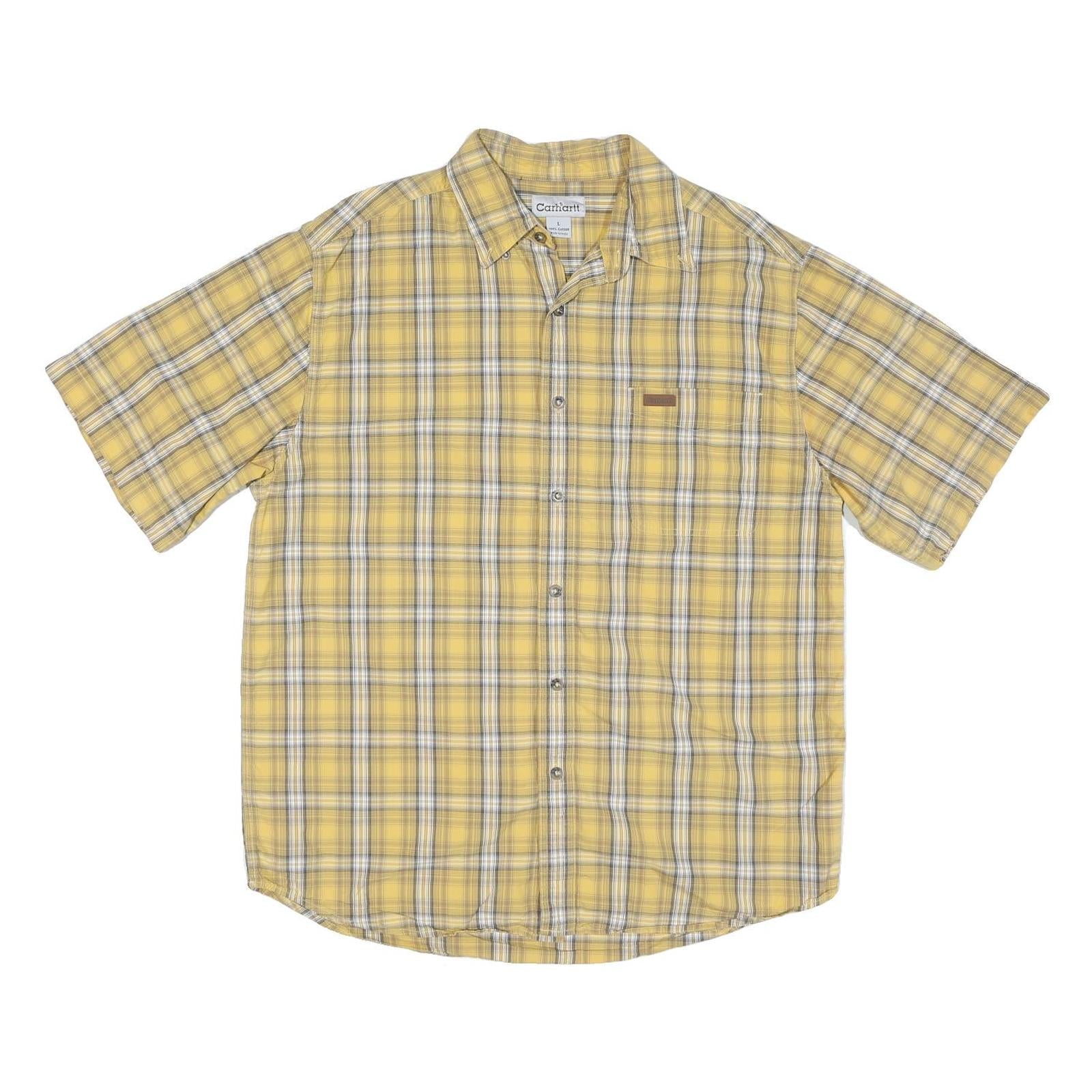CARHARTT Mens Yellow & Grey Check Shirt L Cotton Blend Casual Short Sleeve Refurbished - N/A refurbished available on Cerqular