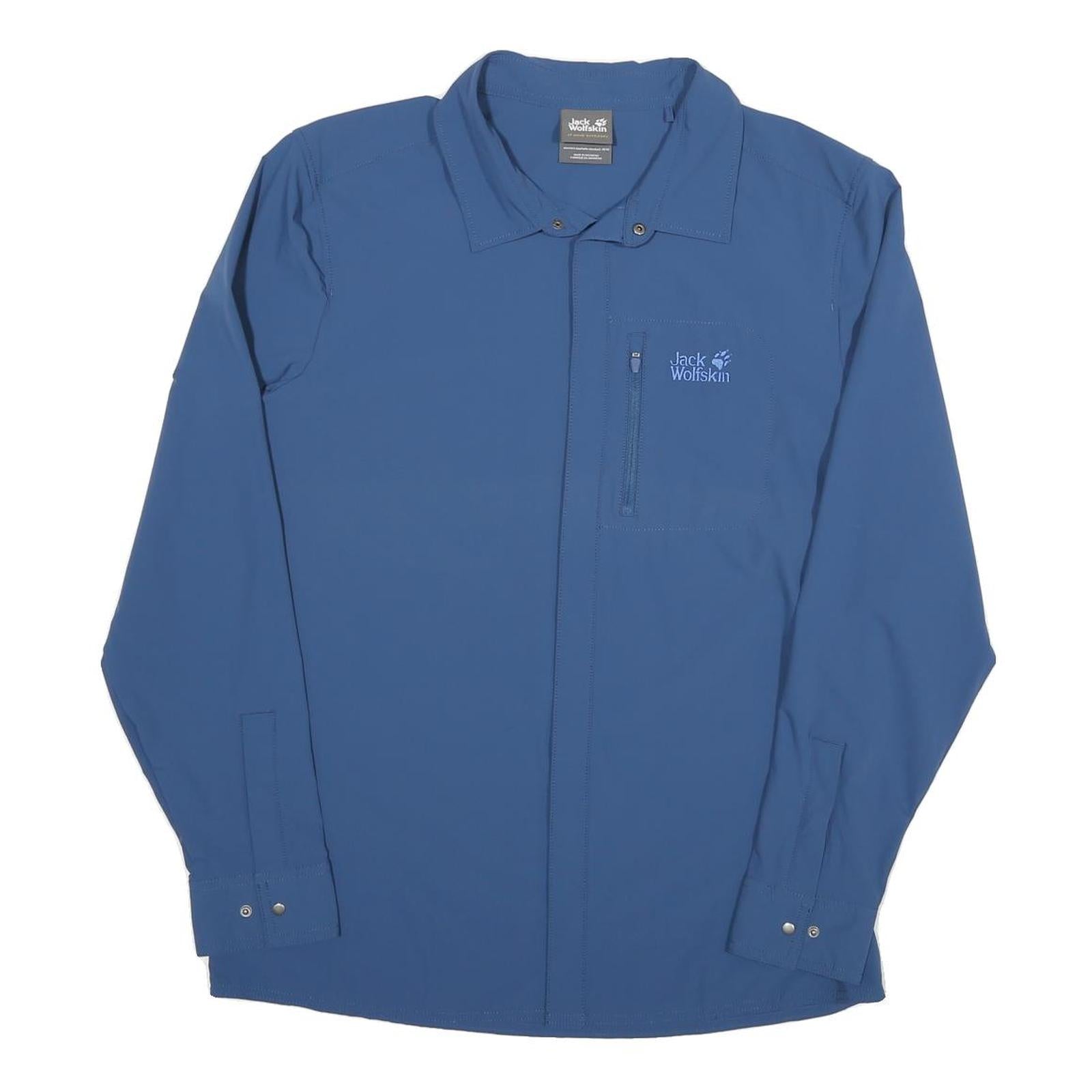 JACK WOLFSKIN Mens Blue Polyester Blend Shirt M Outdoor Utility Zip Pocket Refurbished - N/A refurbished available on Cerqular