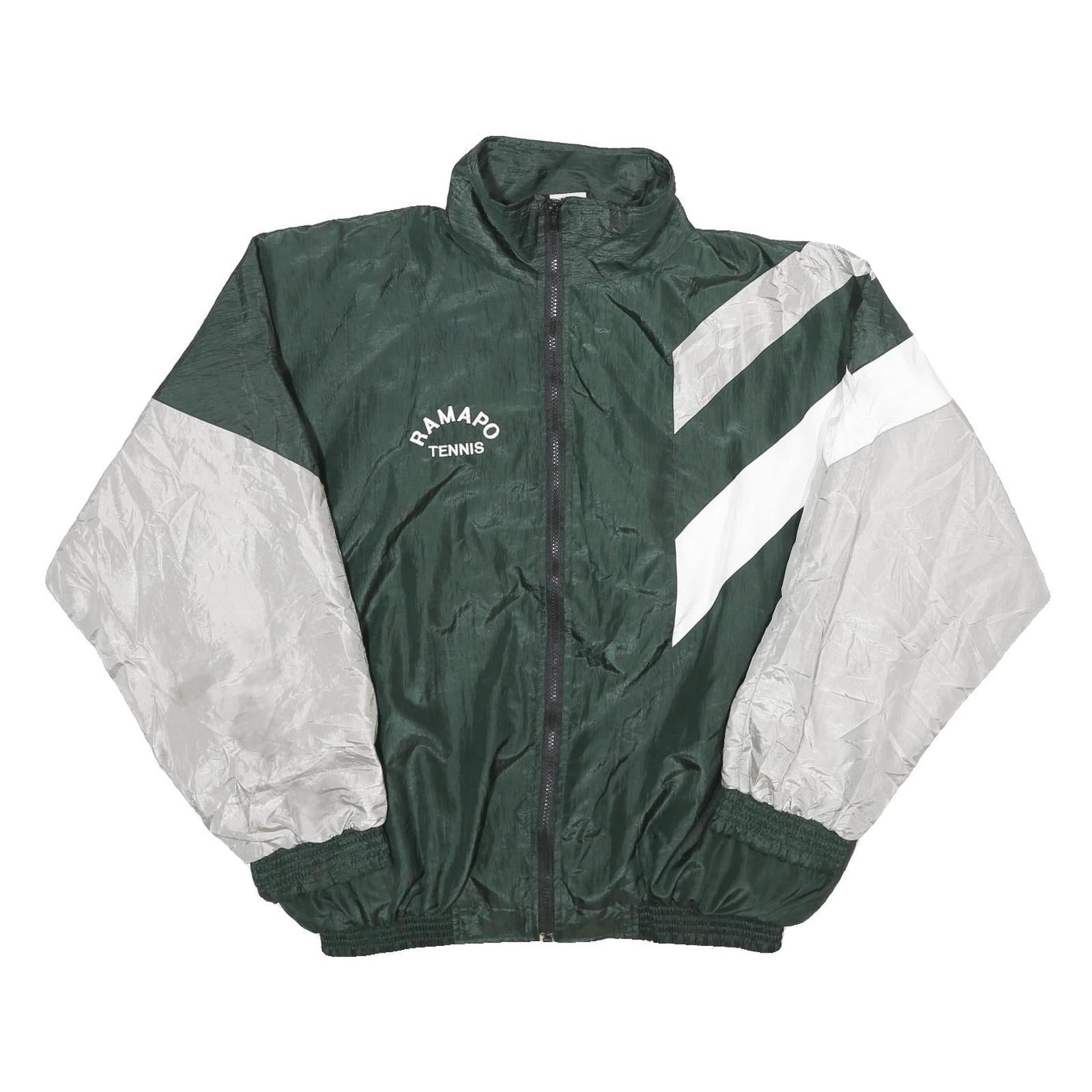 ANACONDA SPORTS Mens Green & Grey Ramapo Tennis Track Jacket L Nylon Colourblock Refurbished - N/A refurbished available on Cerqular