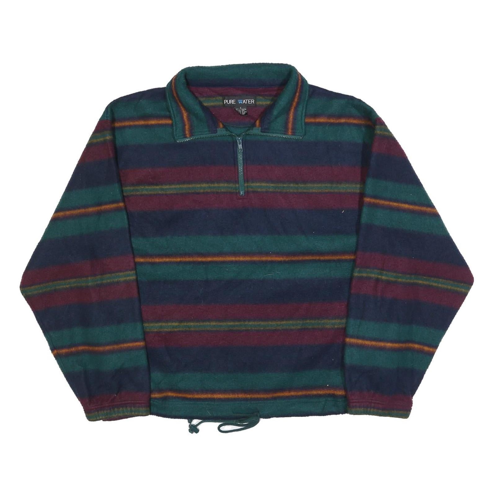 PURE WATER Mens Navy & Burgundy Striped Pullover Jumper Crew Neck Basic Knit L Refurbished - N/A refurbished available on Cerqular