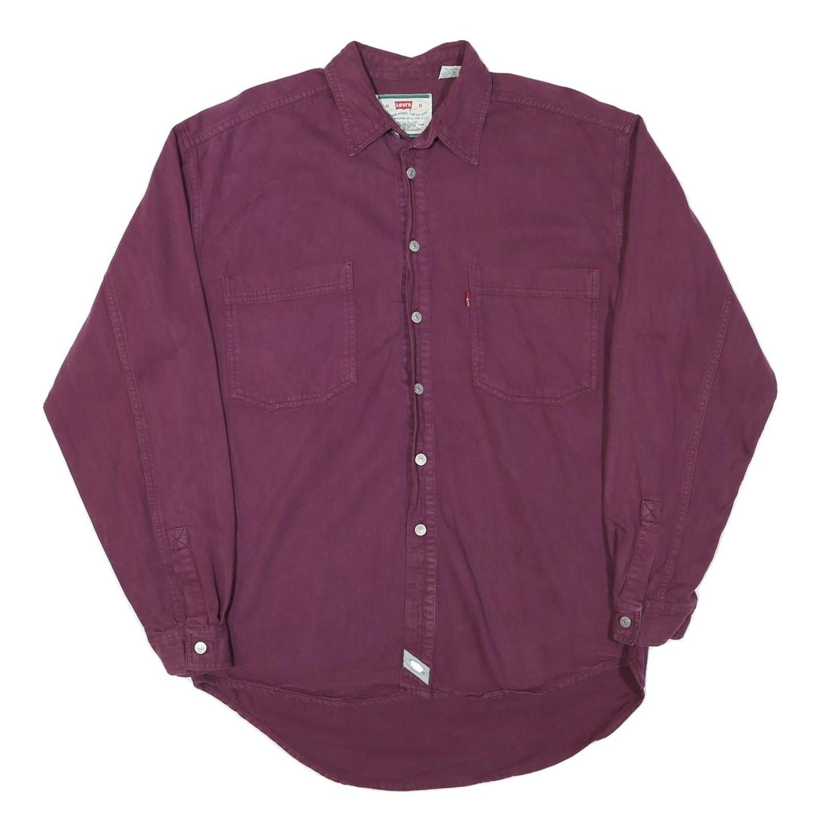 LEVI'S Mens Maroon Cotton Blend Shirt M Button-Up Pockets Casual Relaxed Fit Refurbished - N/A refurbished available on Cerqular
