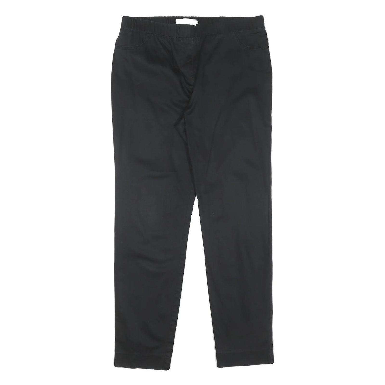 Womens Black Cotton Blend Slim Tapered Trousers W30 L28 Studded Back Pockets Refurbished - N/A refurbished available on Cerqular